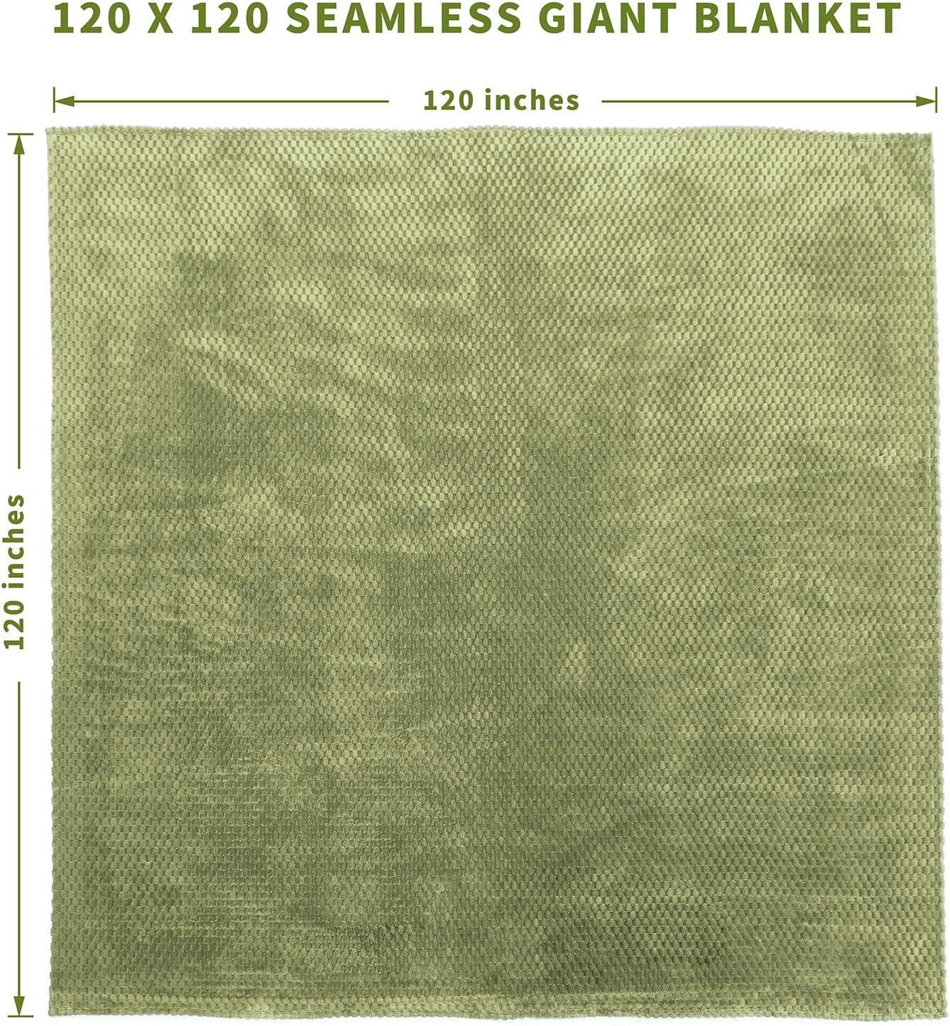 FY FIBER HOUSE Oversized King Blanket 120" x120" Seamless Extra Large Bed Blanket 10' x 10' Super Soft Plush Fuzzy Huge Blankets for Couch Office Sofa, Sage Green