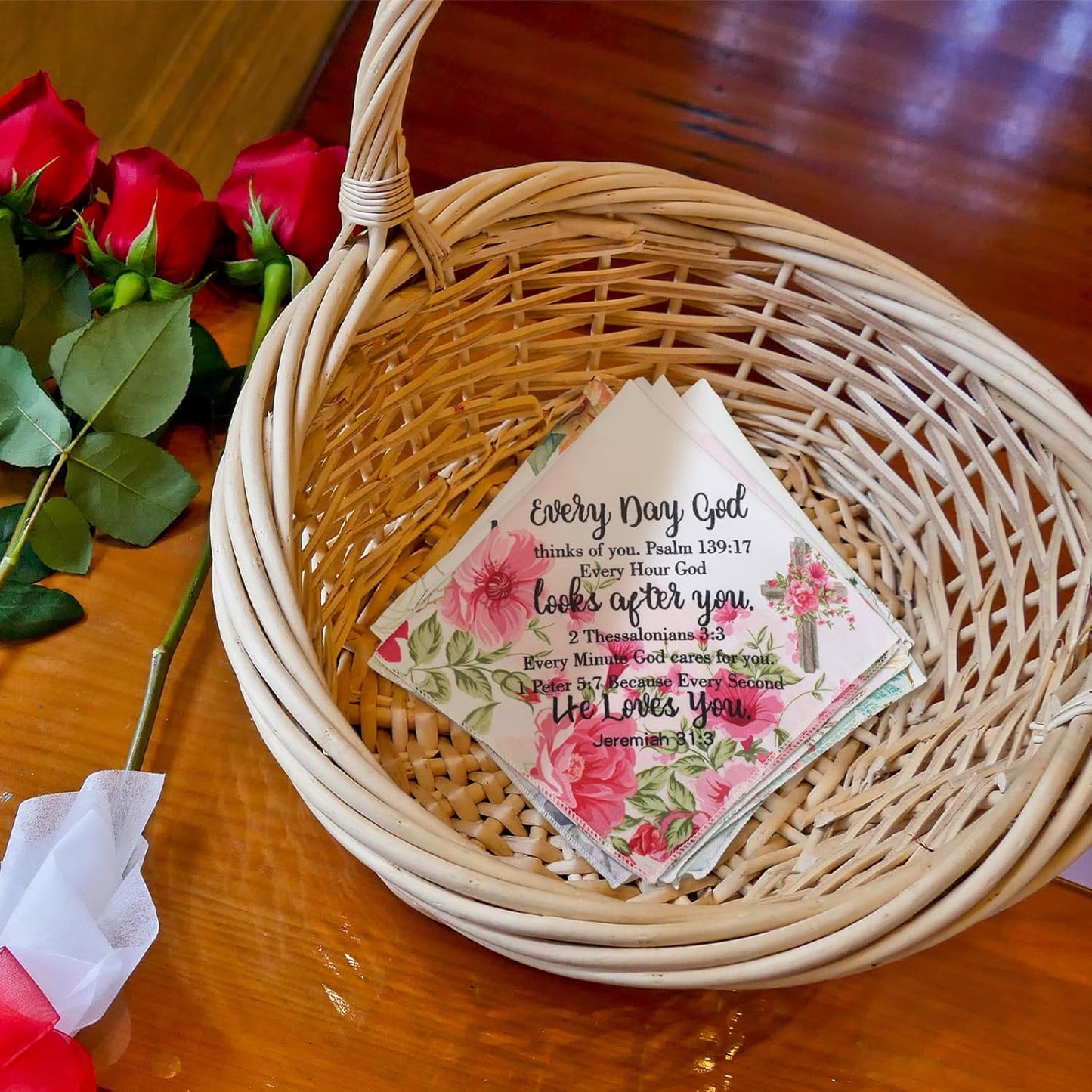 Christian Bible Verse Handkerchiefs Floral Scripture Prayer Handkerchiefs Religious Birthday Gift for Women Mom