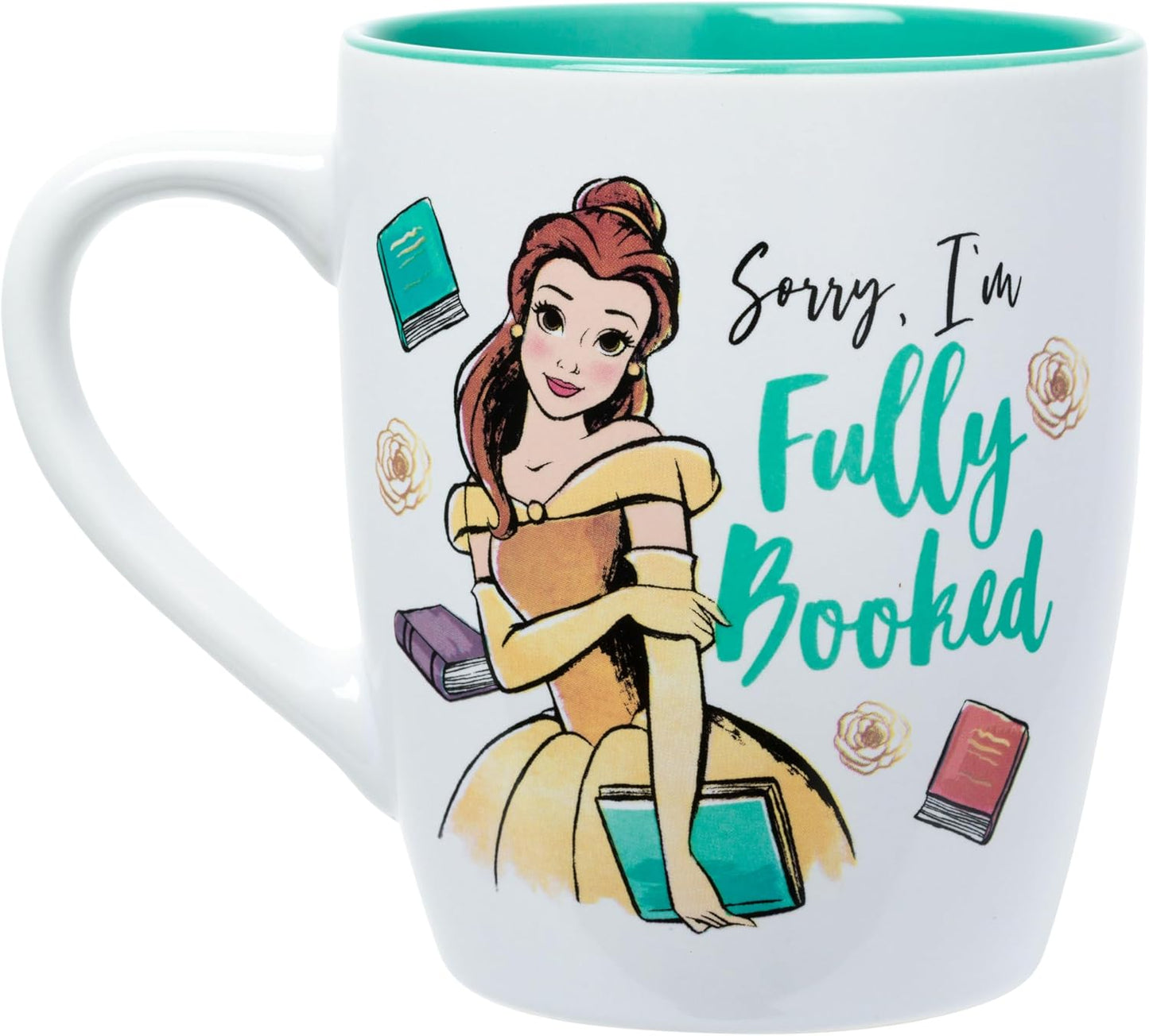 Silver Buffalo Disney Beauty and the Beast Featuring Princess Belle Sorry, I'm Fully Booked Jumbo Ceramic Mug, 25 Ounces