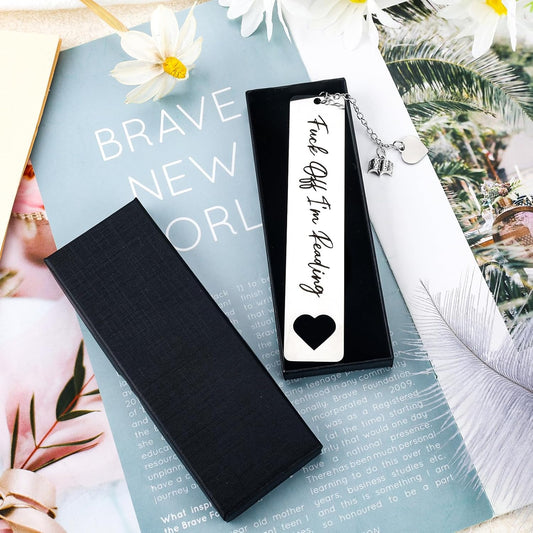 Funny Bookmark for Women Men Graduation Gifts for Book Lovers Cute Metal Bookmark for Friends Teachers Personalized Bookmarks with Heart Tassel Pendant Reader Bookworms Reading Present Book Club Gifts
