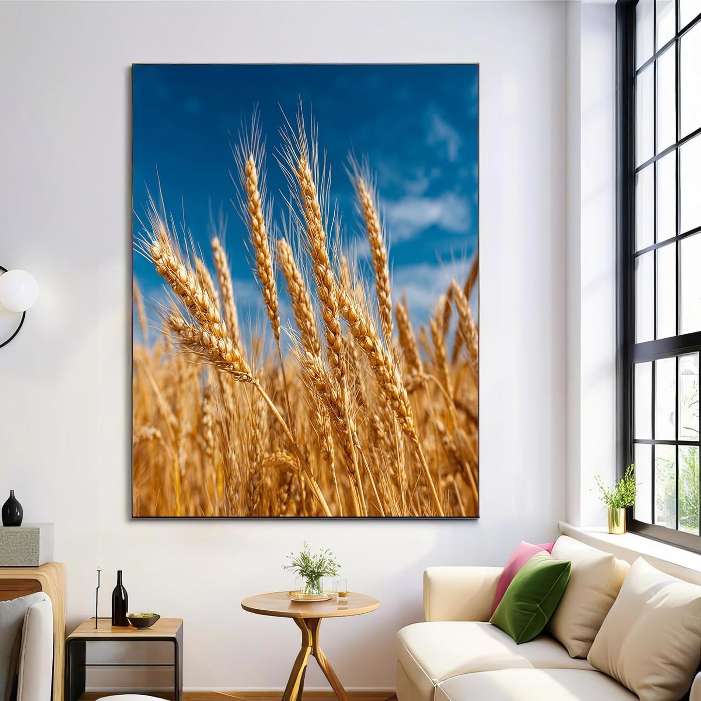 GDJSMIN Farm Scene Wall Art, Golden Wheat Landscape Poster for Reading Room Living Room Decor 16x 24 inch Unframed