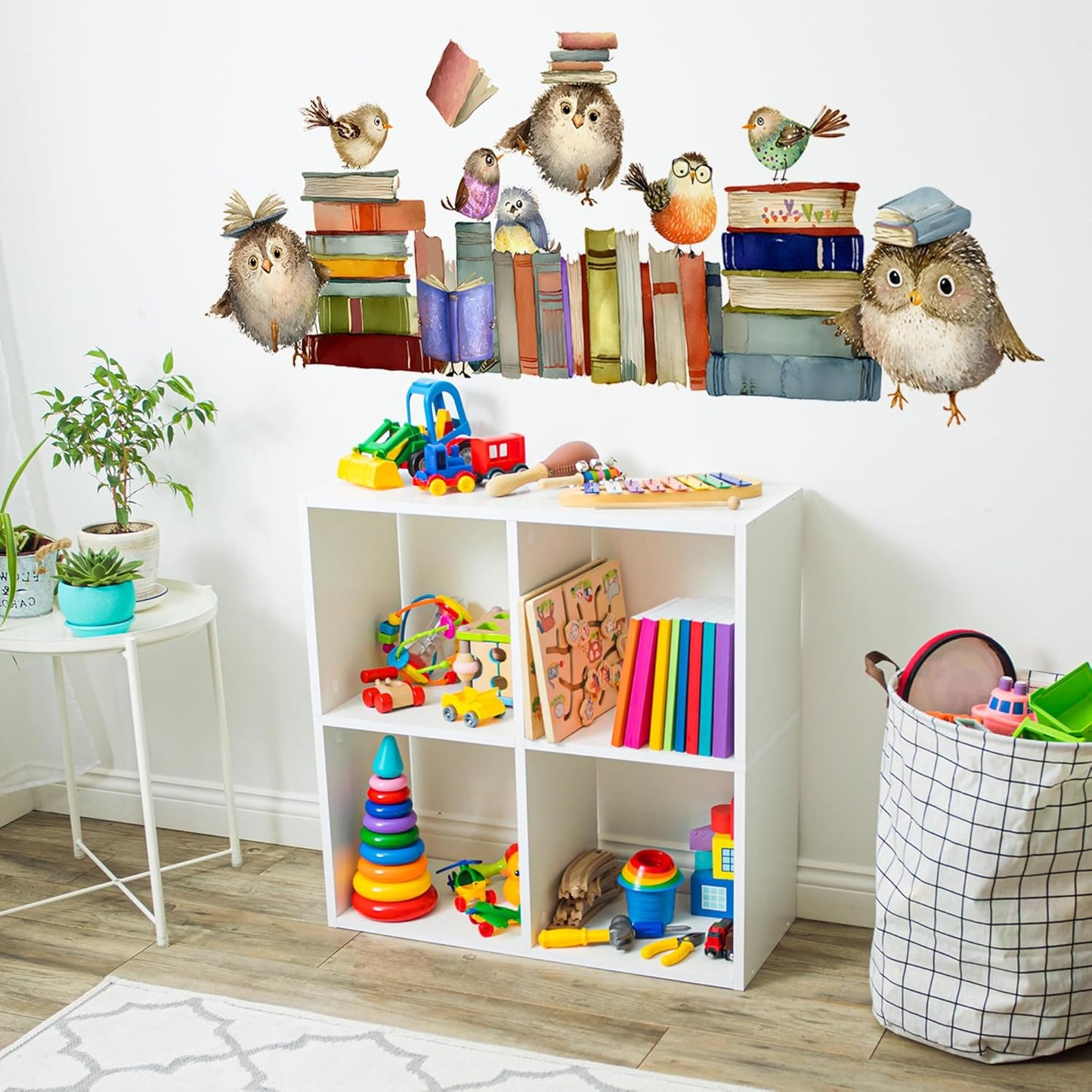 Reading Books Wall Decals,Owl Books Wall Stickers,Peel and Stick Art Wall Decors,Removable Learning Student Artwork,for Kids Bedroom Nursery Playroom Classroom Library Reading Corner Decoration