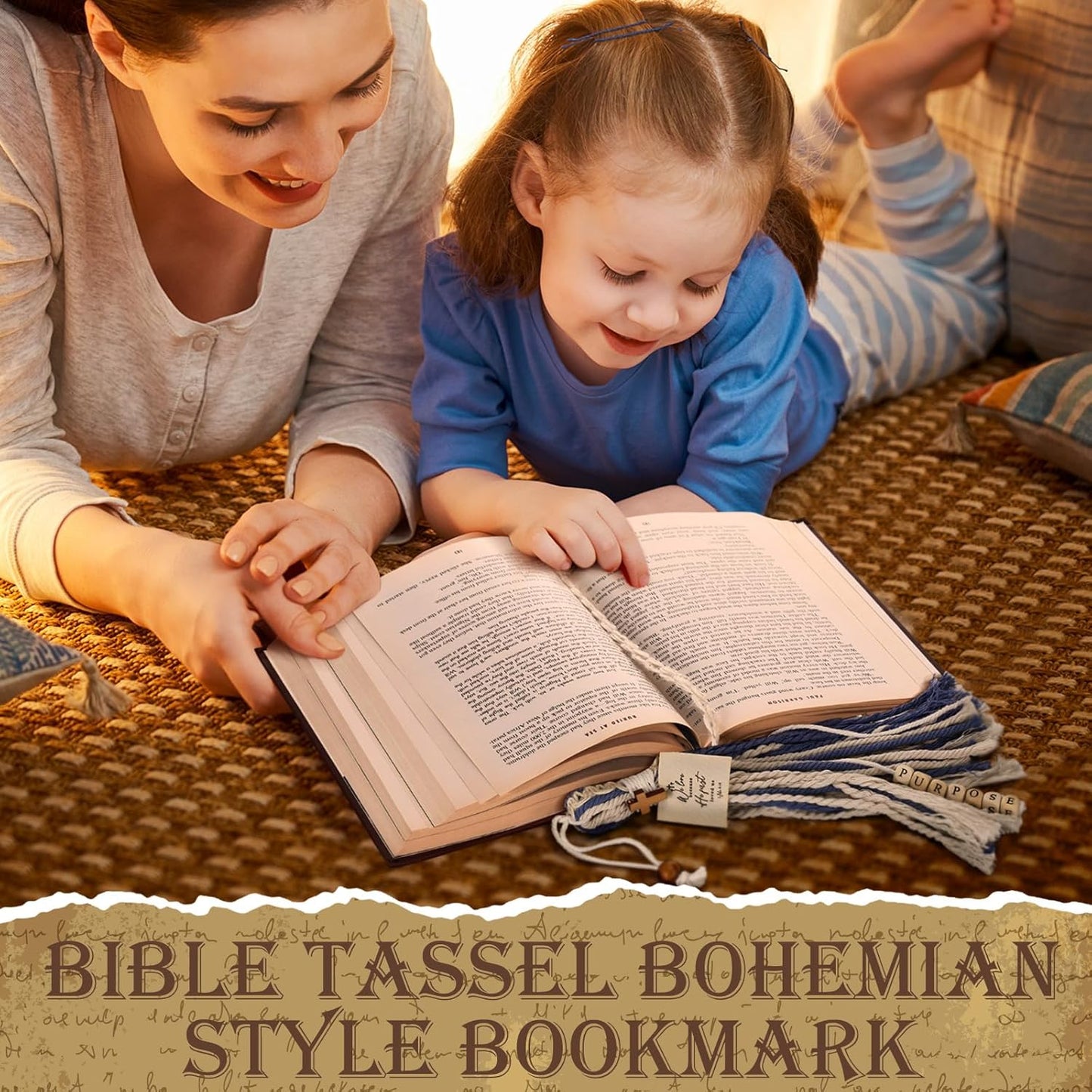 Skyygemm 4 Pcs Bible Tassel Bookmarks Christian Gifts for Women Multi Page Tassel Marker with Cross Charm for Bible Books 14 Inch Handmade Ribbon Marker Boho Reading Accessories for Book Lover Readers