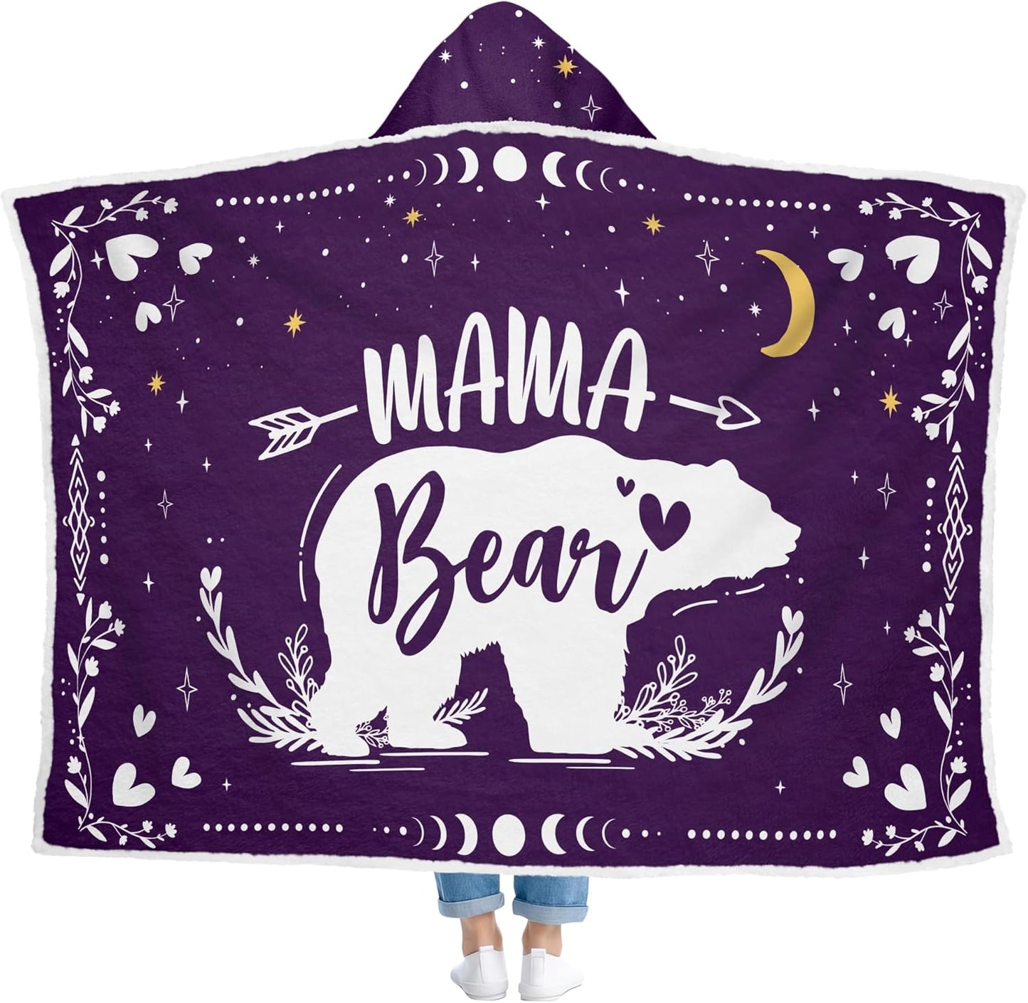 GEEMBI Birthday Gifts for Mom from Daughter and Son - Purple Mama Wearable Blanket Hoodie 47x72 in - Mothers Day and Birthday Gifts for Women, Mama Gift for Women, Gift for Mother in Law