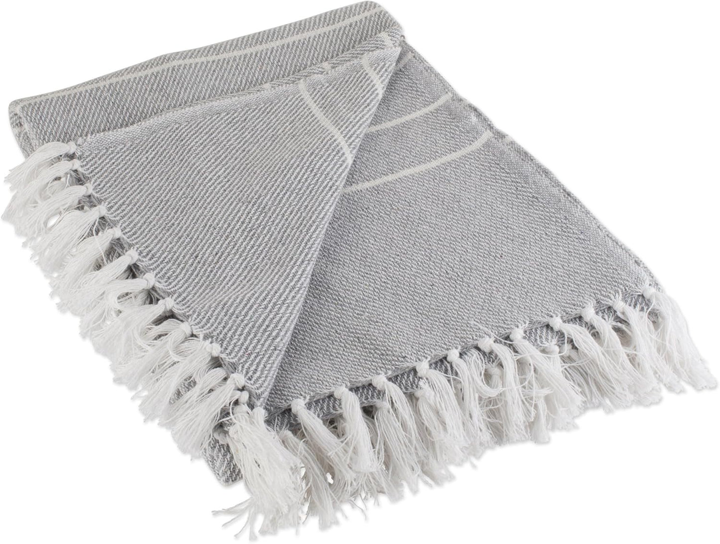 DII Rustic Farmhouse Thin Stripe Woven Throw, 50x60, Gray