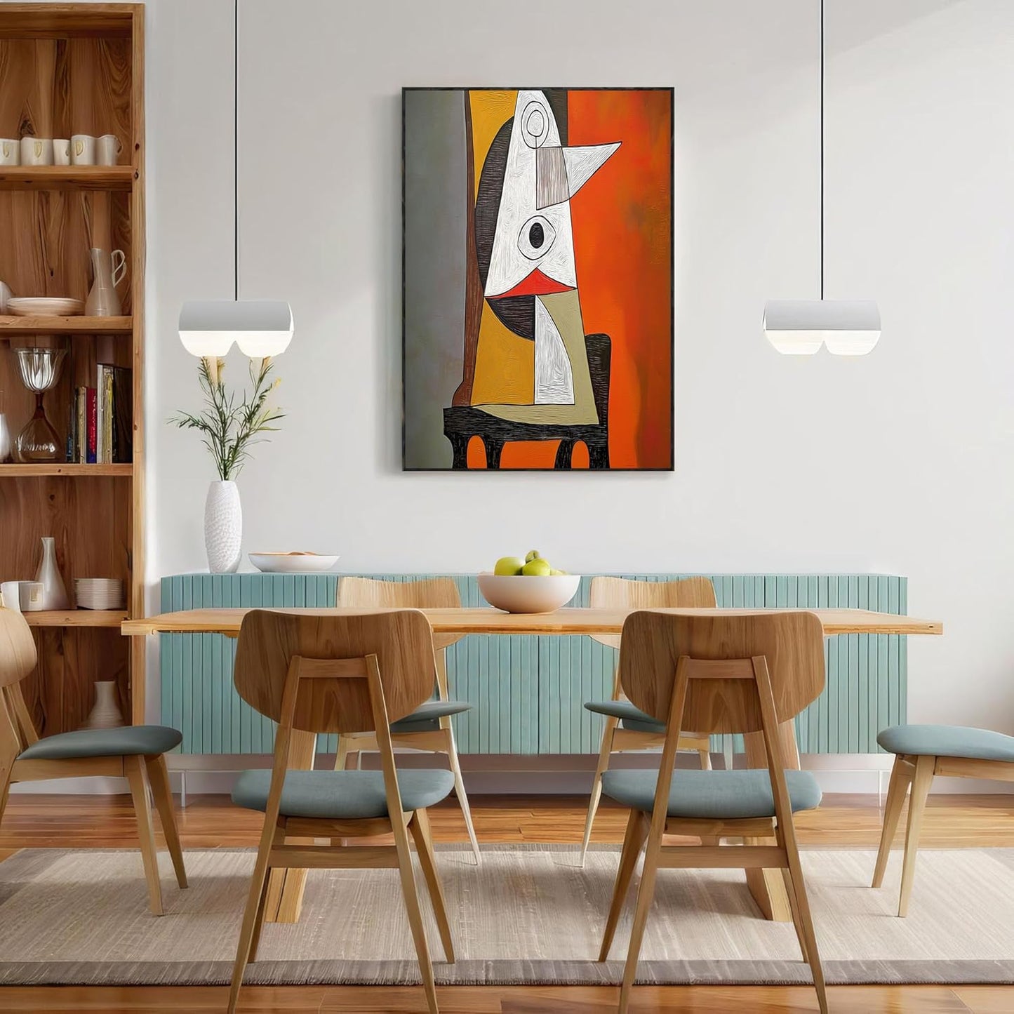 GDJSMIN Abstract Design Wall Art, Orange Geometric Triangle Graphic Poster for Reading Room Living Room Decor 24 x 36 inch Unframed