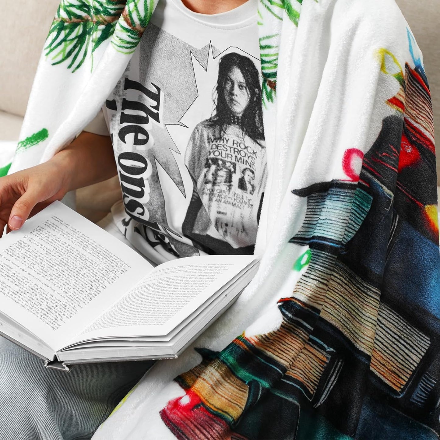 Lounsweer 2 Pcs Christmas Book Lovers Gifts 60" x 50" Reading Throw Blanket for Women Book Tree Flannel Blanket Xmas Winter Party Presents for Men Readers Bookworm Librarian Birthday Graduation