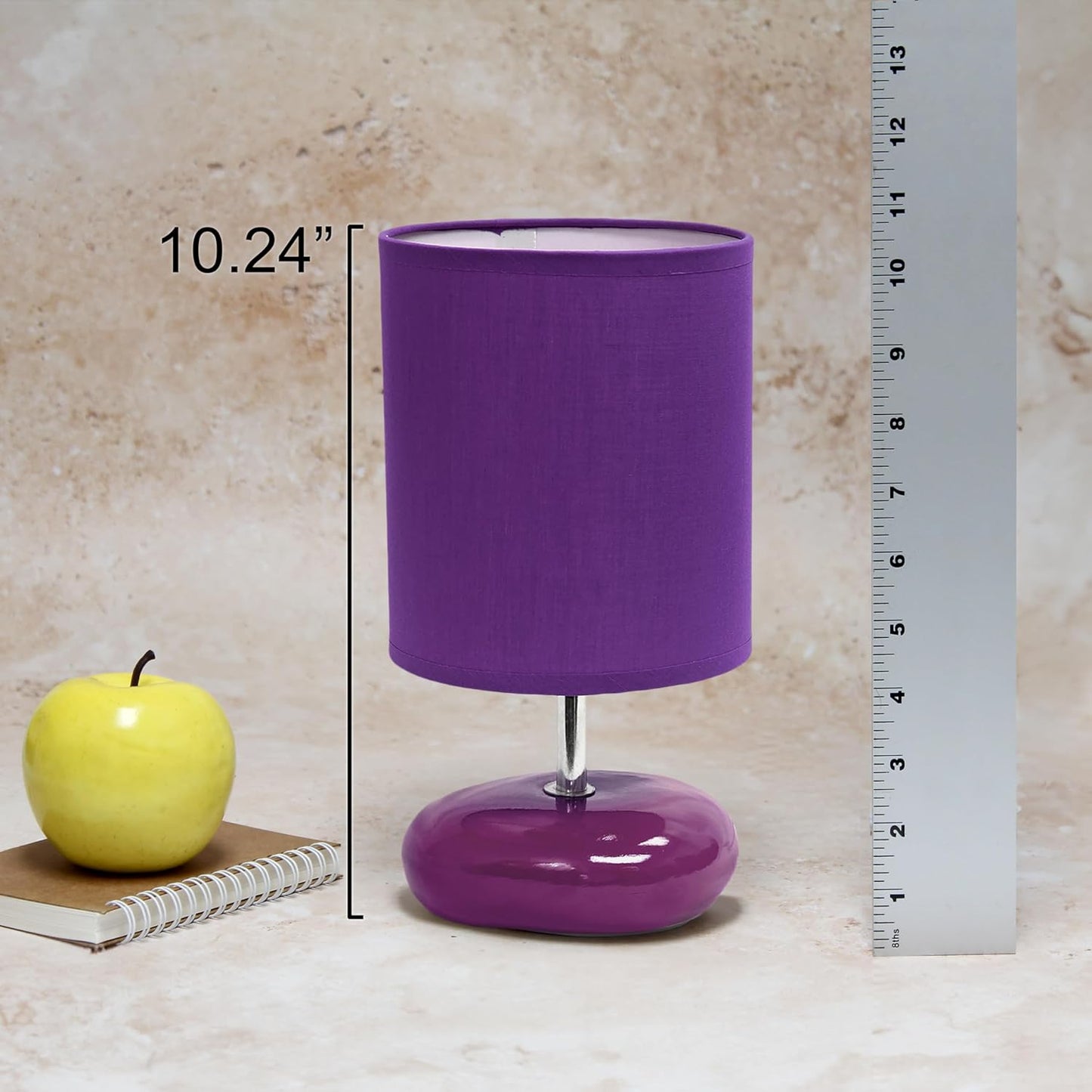 Simple Designs LT1153-PRP Petite Circle Stone Table Lamp for Bedroom, Kids Room, Office, Living Room, Nursery, Reading Nook, Purple