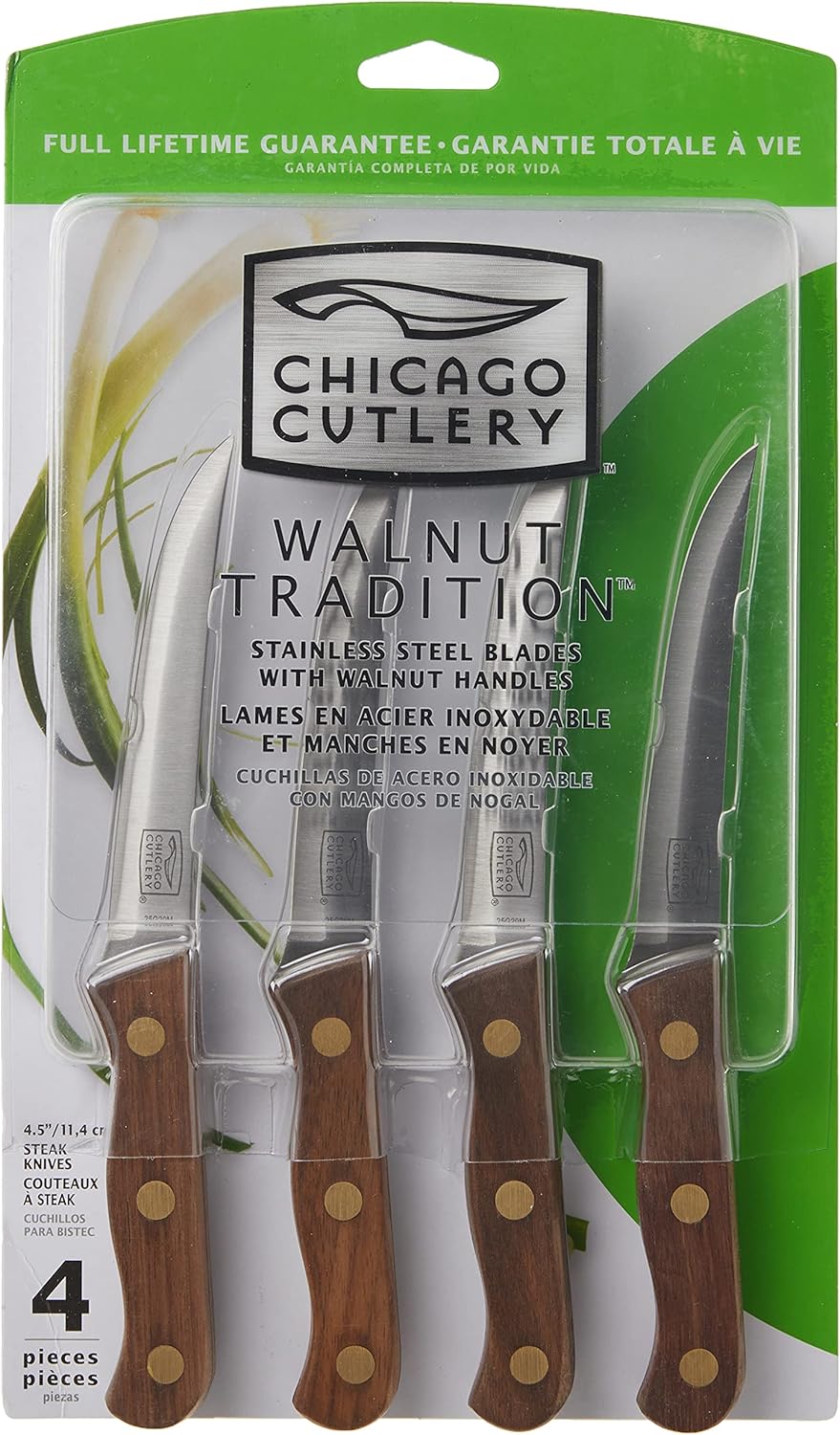 Chicago Cutlery B144 4pc Walnut Tradition Steak Knife Set