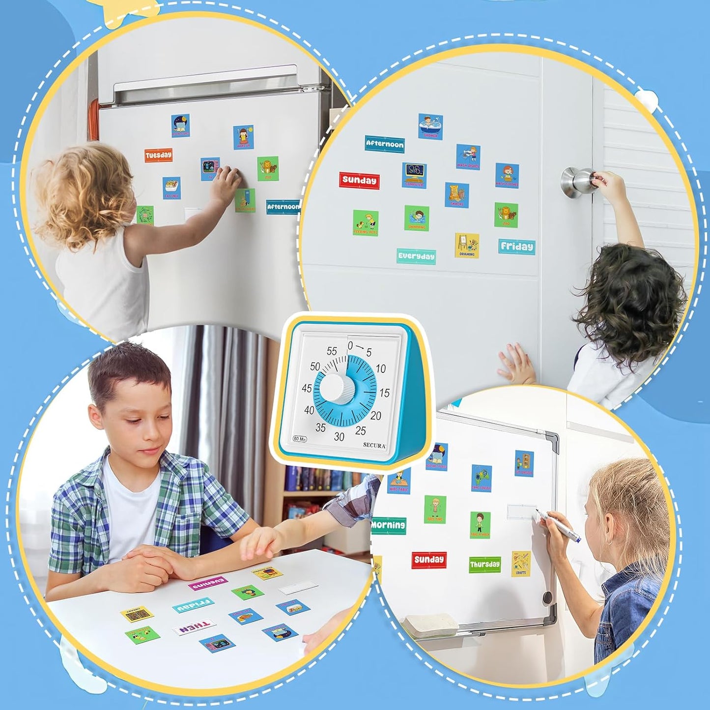 Secura Time Schedule Tasks, Special Education Autism Sensory Visual Timer for Kids, Daily Routine & Time Management Tool for Kids, ADHD, Autism, Classroom & Home