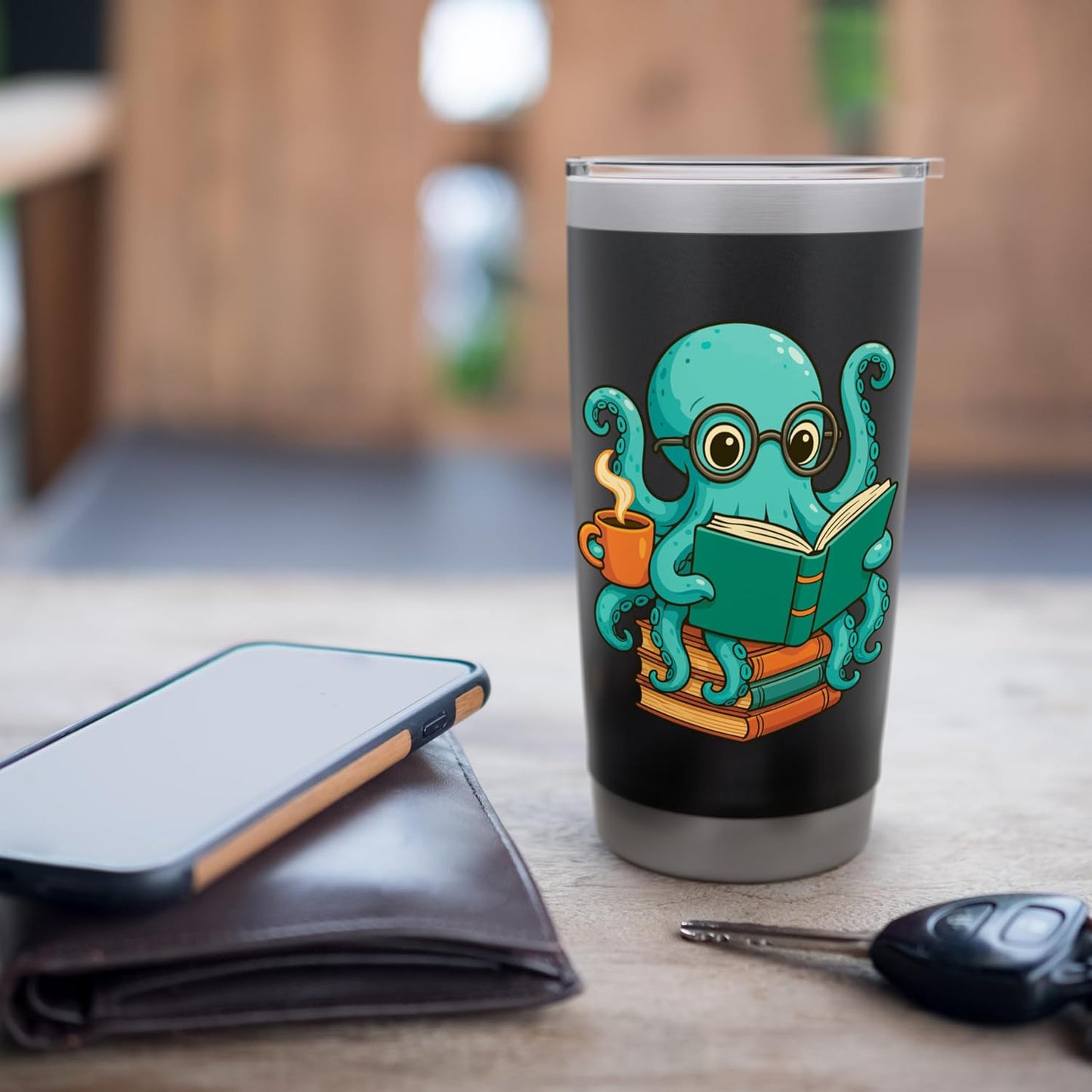 Octopus Reading Book - Reading Bookworm Reader Stainless Steel Insulated Tumbler