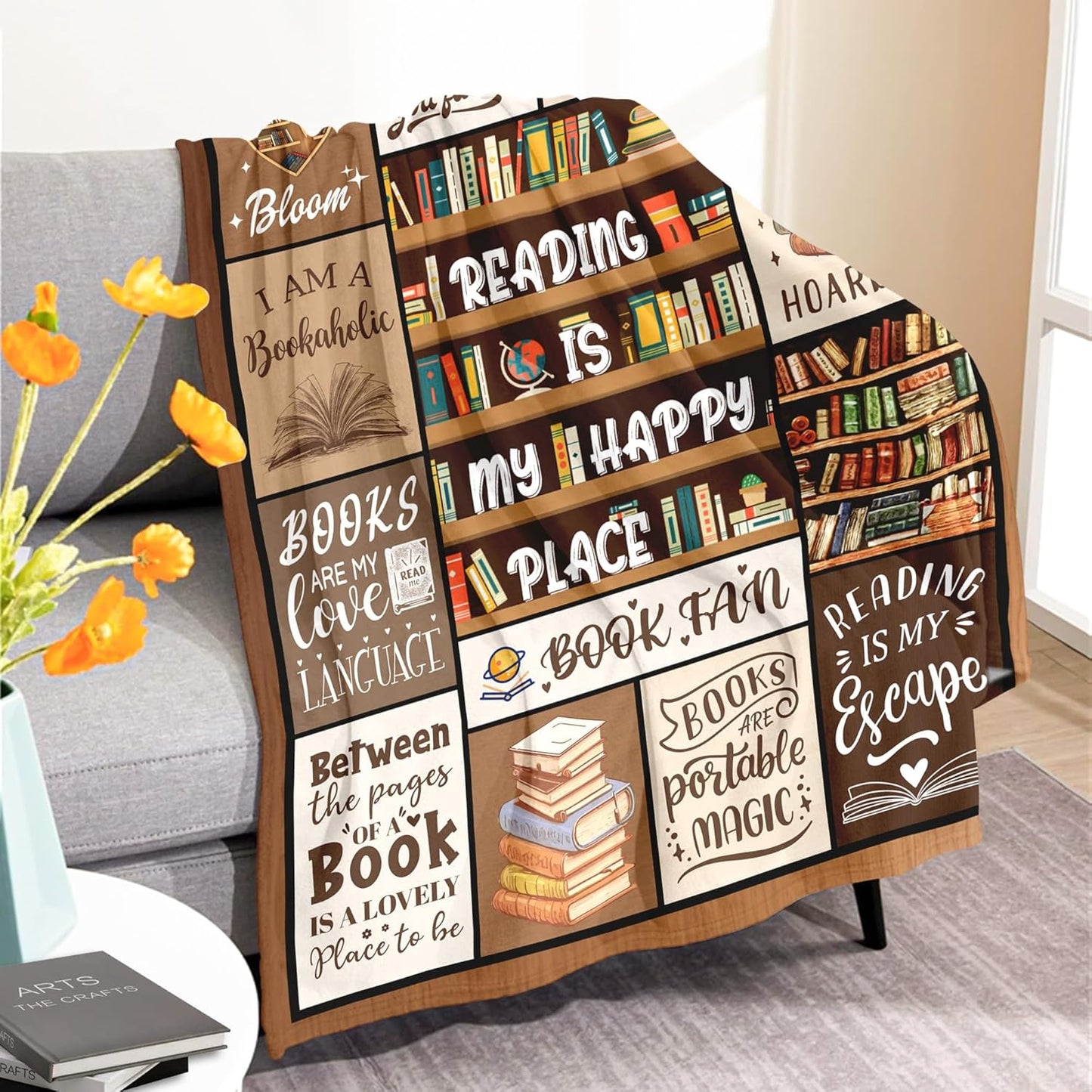 Book Lovers Gifts - Gifts for Book Lovers Women - Gifts for Readers - Reading Blanket - Books Club Librarian Bookworm Bookish Blanket Present for Women - Christmas Graduation - Throw Blanket 50"x60"