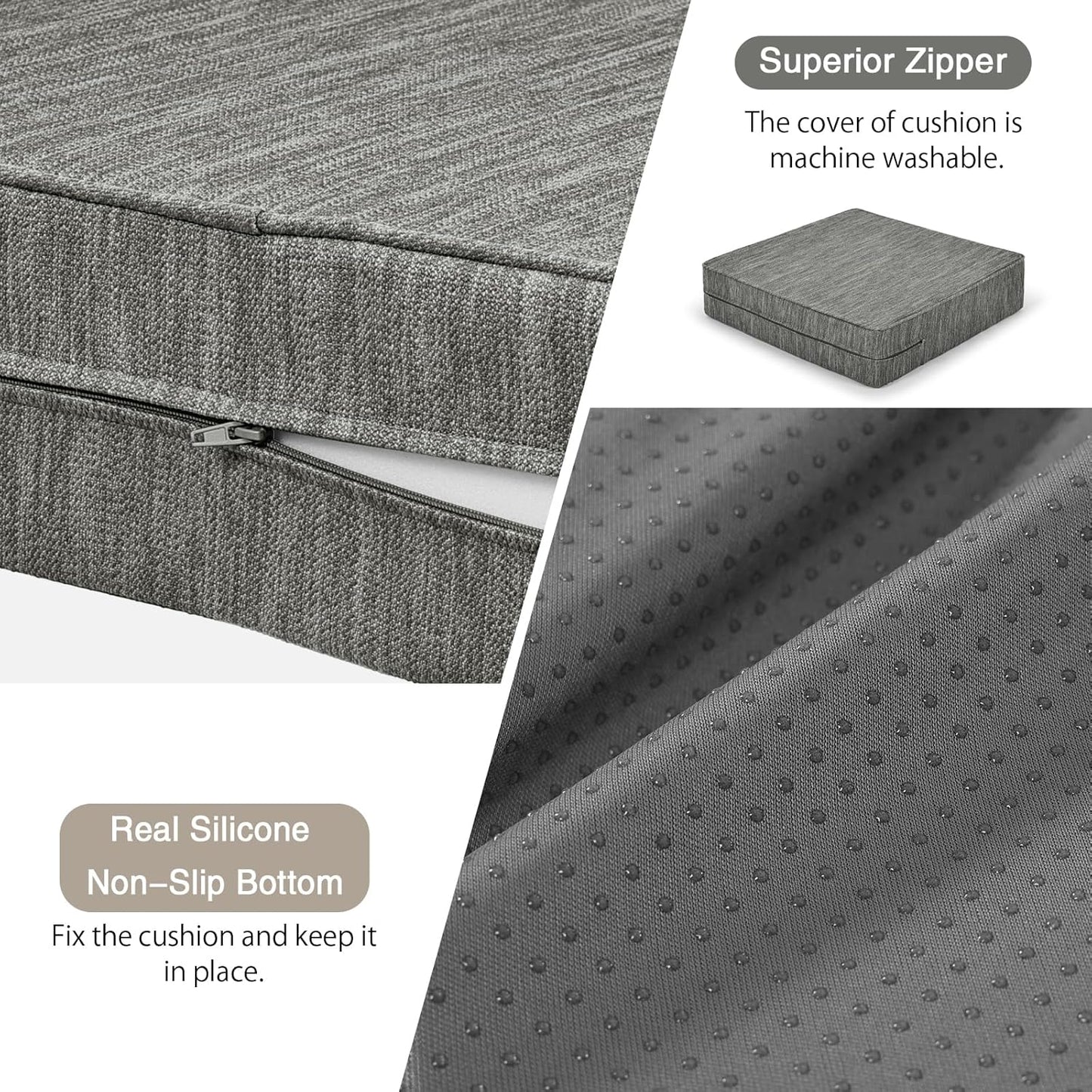 baibu Gel Memory Foam Recliner Cushions with Lumbar Support Pillow for Elderly, 20x20x5 Inch Thick Dual-Layer Design Non-Slip Seat Cushion for Recliner Chair for Reduce Hip & Lumbar Pain, Grey