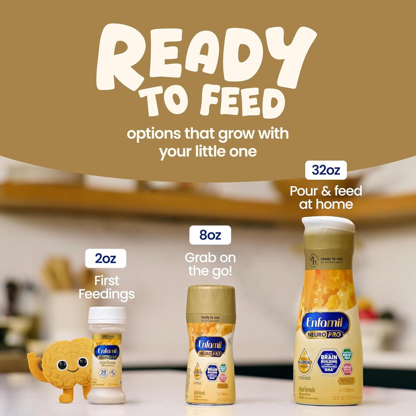 Enfamil NeuroPro Ready to Feed Baby Formula, Ready to Use, Brain and Immune Support with DHA, Iron and Prebiotics, Non-GMO, 8 Fl Oz, 6 count (Pack of 4), Total 24 bottles