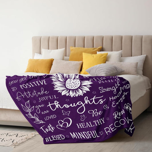 Xutapy Get Well Soon Gifts for Women, Inspirational/Feel Better/Thinking of You/Encouragement/Surgery Recovery/Cancer Care Gifts for Women, Hug Healing Blanket Purple 60’’X50’’