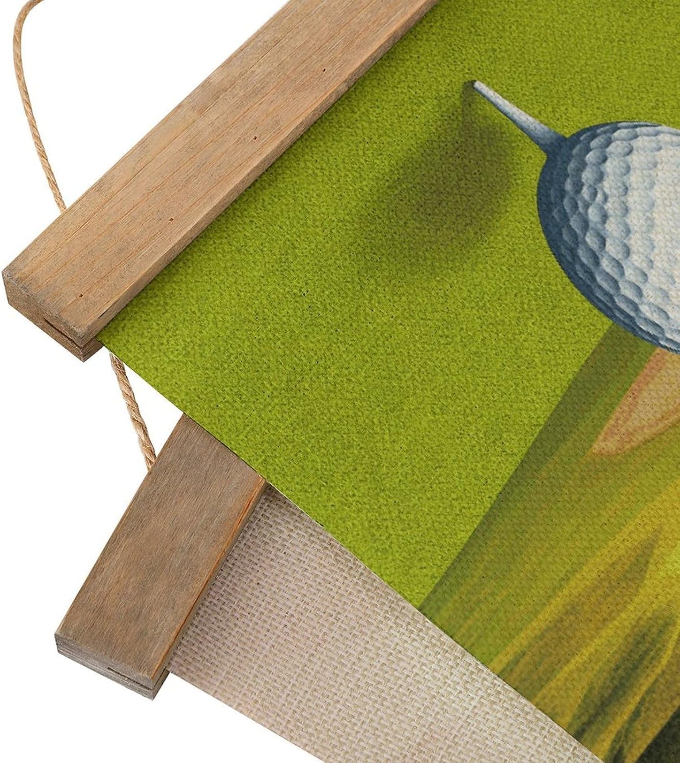 Vintage Golf Sport Poster with Wooden Frame Personalized Linen Hanging Scroll Painting Rustic Wall Hanging Illustrative Modern Artwork Decor for Home Living Room Bedroom Office