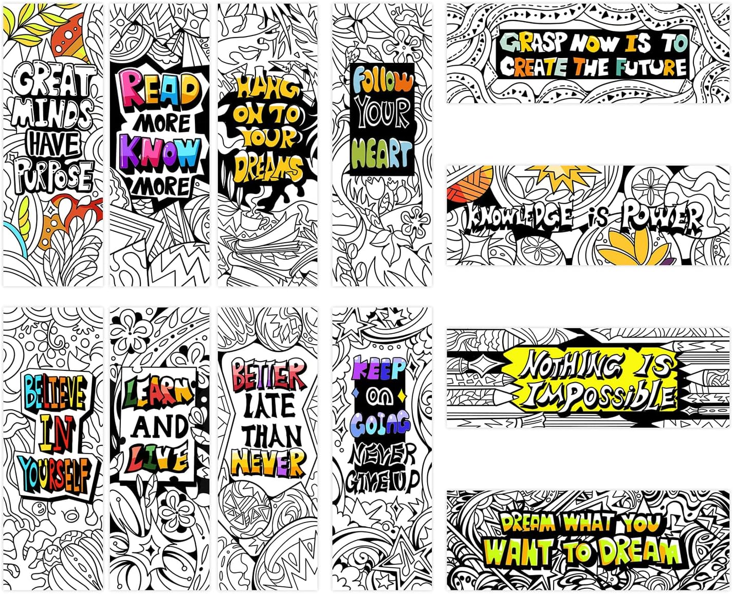 VOCHIC 120 Piece DIY Inspirational Bookmarks Bulk Bookmarks, Cool Double-Sided Coloring Bookmark for Present, Color Your Own Book Marks for Adults, Teachers, Women, Men, Book Lovers,VBS Theme Gift