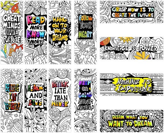 VOCHIC 120 Piece DIY Inspirational Bookmarks Bulk Bookmarks, Cool Double-Sided Coloring Bookmark for Present, Color Your Own Book Marks for Adults, Teachers, Women, Men, Book Lovers,VBS Theme Gift