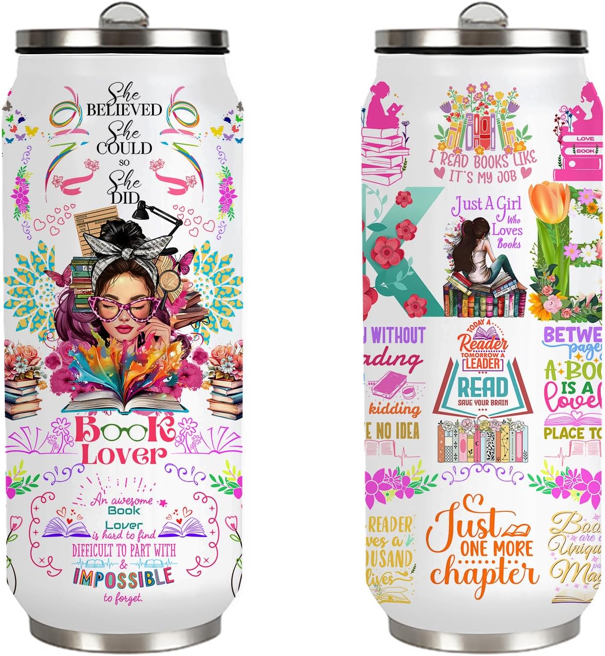 Book Lovers Gifts Stainless Steel Tumbler,Bookish Gifts Coffee Mug with Lid,Bookworm Tumbler,Book Accessories Librarian Gift for Women Girls Daughter 17 Oz