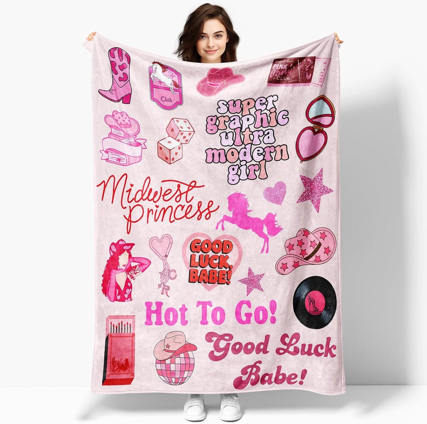 50"x 40" Pink Music Pony's Singer Throw Blanket, Chappell Gifts for Girls Fans Women, Soft Blankets All Seasons, Plush Cozy Lightweight Flannel Quilts for Bedroom Sofa Couch Living Room