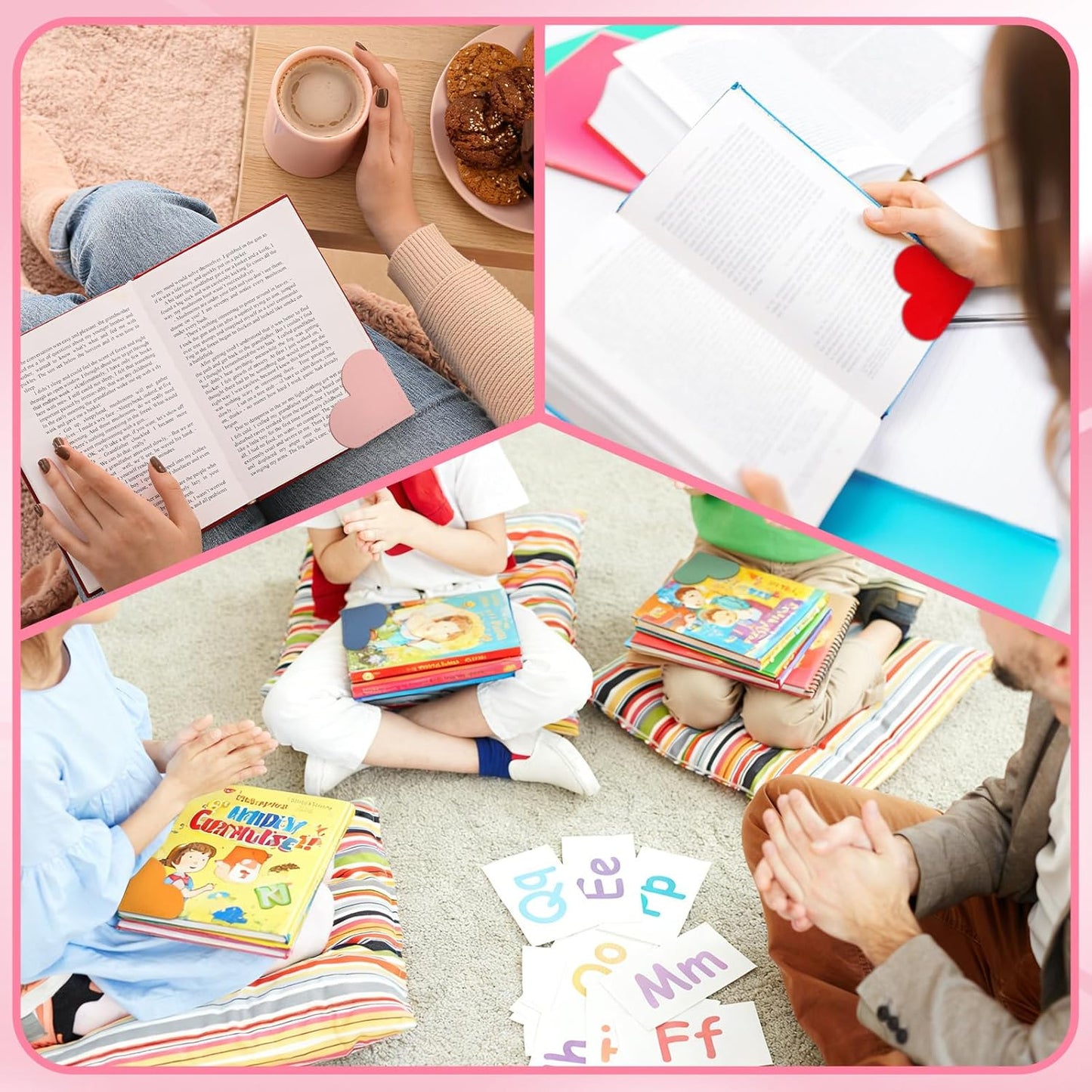 Epakh 24 Sets Valentine's Day Leather Heart Bookmarks with Cards Valentines Galentines Day Gifts Corner Page Bookmark for Reading Women Prizes Party Favor Supplies 6 Styles