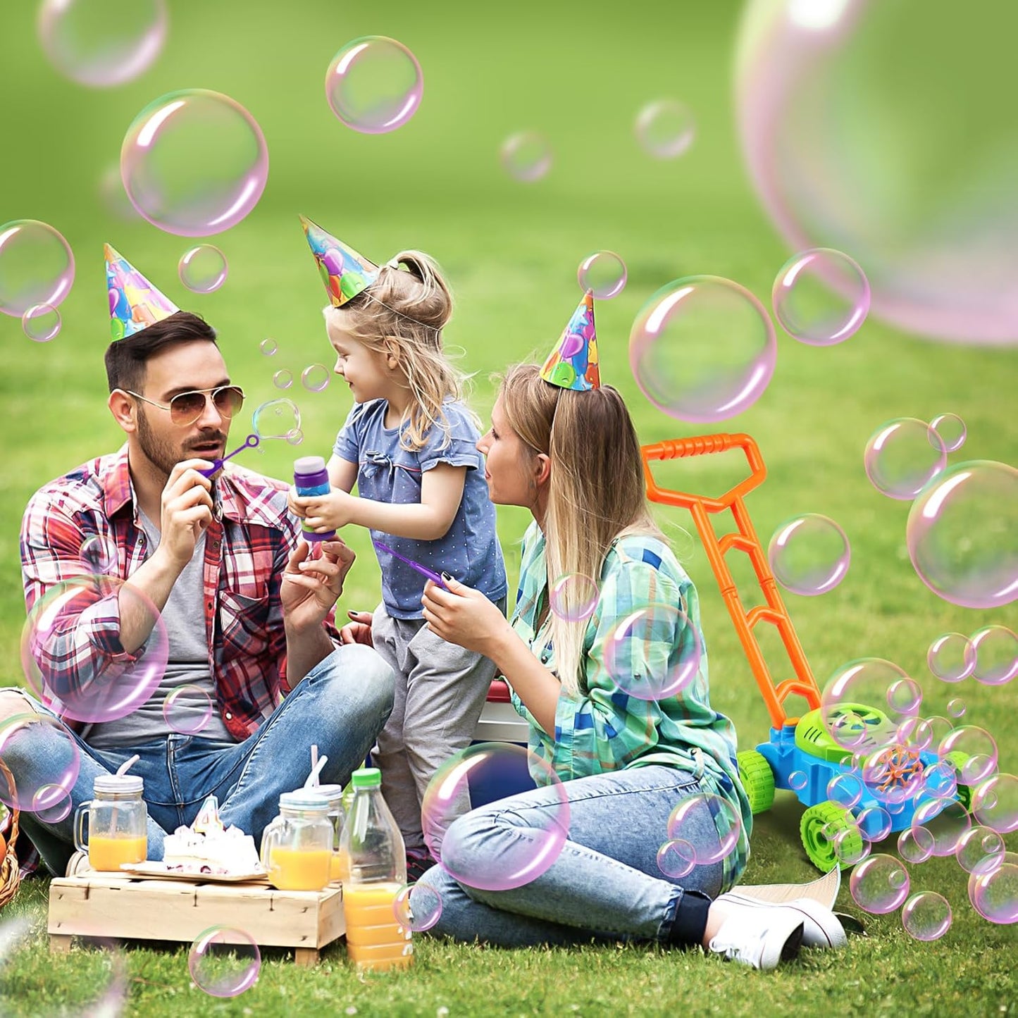 Lydaz Bubble Lawn Mower for Toddlers 1-3, Kids Bubble Machine for 1-Year-Old Boys Toy Gifts, Gardening Easter Basket Stuffers Birthday Toys, Push Summer Outdoor Toys for Preschool Baby Boys Age 1 2 3