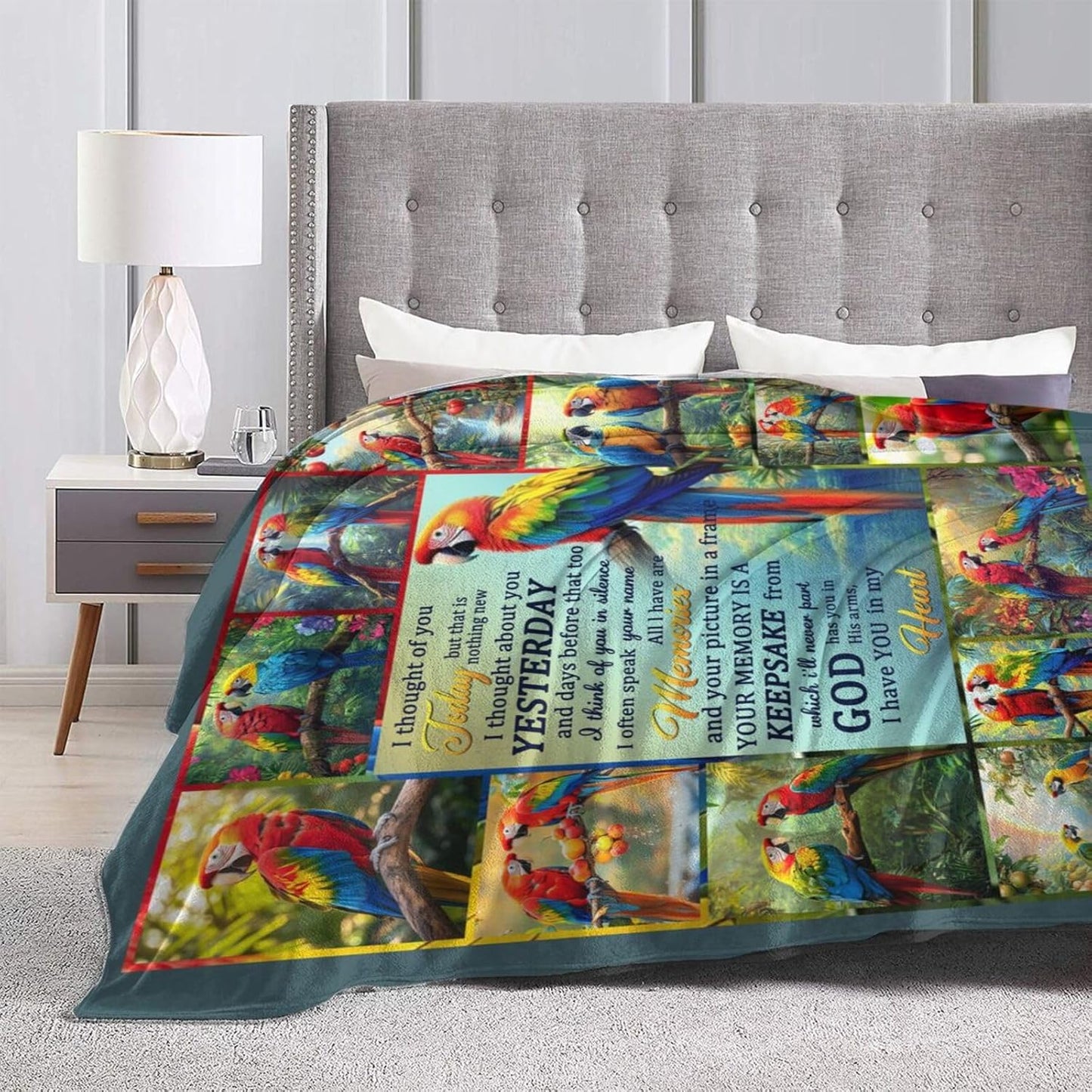 Parrot Blanket Parrots Throw Blanket Soft Cozy Warm Fuzzy Fleece Lightweight Plush Merch Animals Decor Gifts for Bird Lover Man Woman Boys Girls Couch Bedding Sofa 50"X40"
