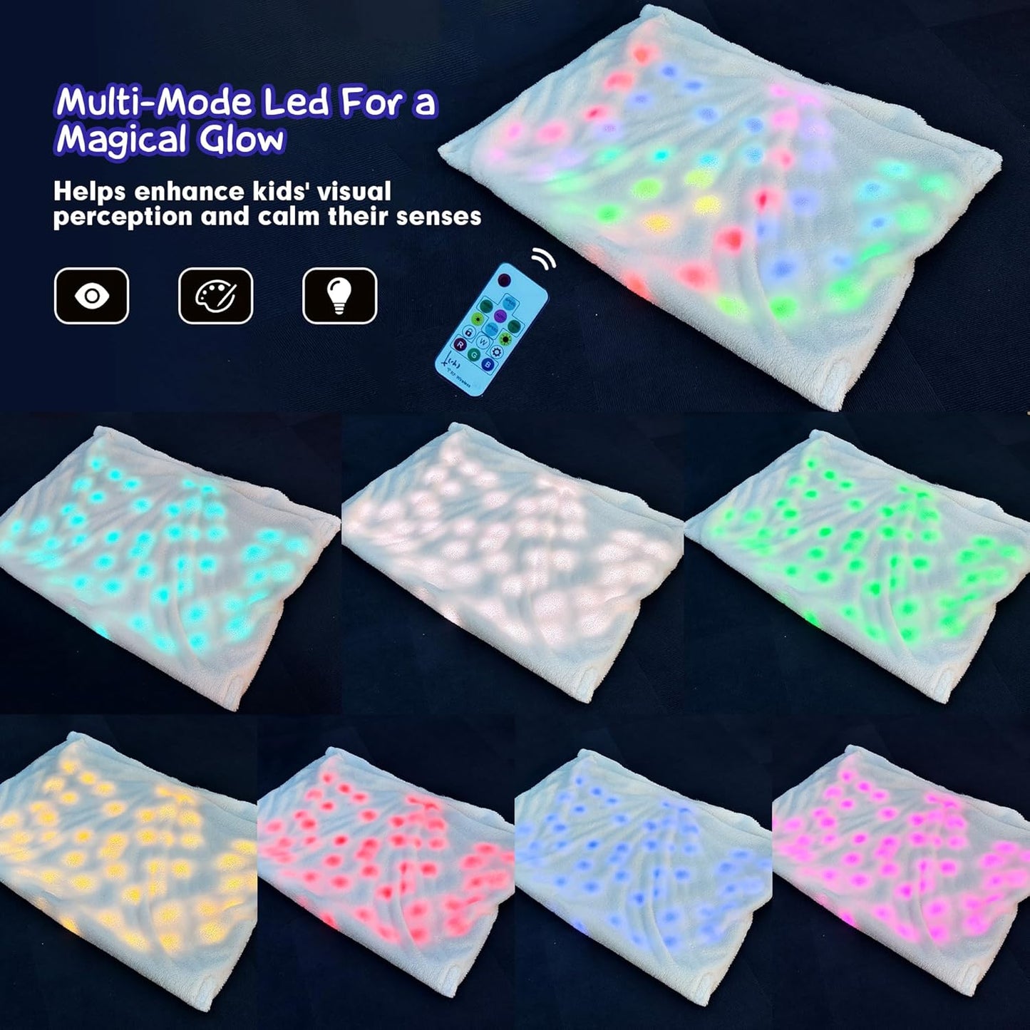 Sensory Blankets with Lights for Kids | A Unique Gift Soft LED Light Up Plush Throw, Cozy & Rechargeable – Perfect for Sensory Rooms, Therapy Clinics, Special Ed, and Quiet Spaces (31"x47")