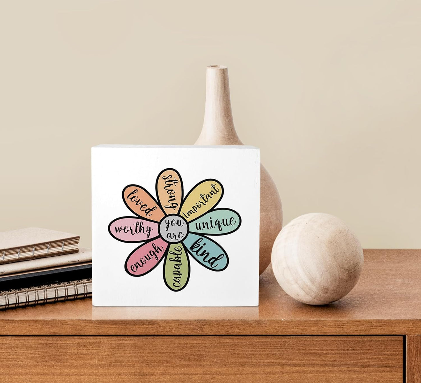 Inspirational Affirmation You are Wood Box Sign, Rustic Farmhouse Wood Block Plaque Decor for Home Girls Kids Room College Dorm Wall Desk Shelf Decoration