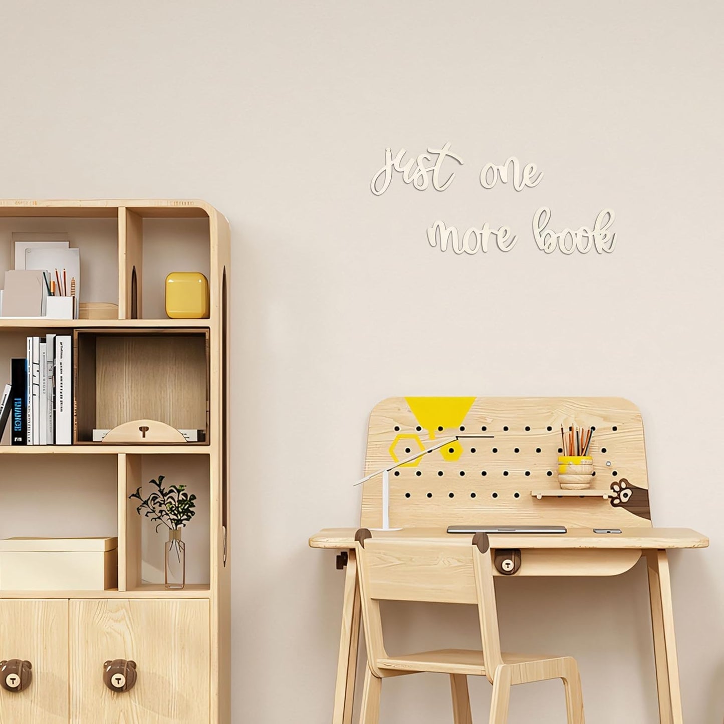 Ajqiomh Just One More Book Nursery Wooden Reading Nook Decor Read Letters for Home Library Reading Corner Decor for Nursery Read Signs for Classroom & Library & Playroom