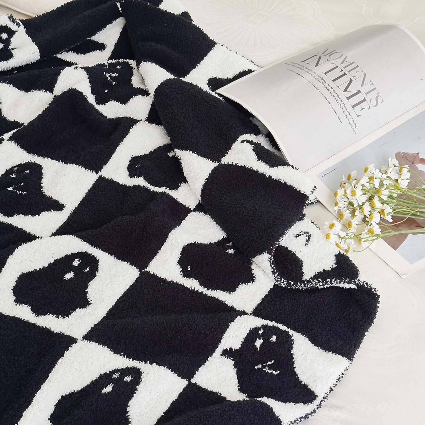 Ultra Soft Cozy Microfiber Black Skull Ghost Halloween Knitted Throw Blanket Fluffy Fuzzy Double Sided Lightweight Warm Camping Travel Bed Blanket for Couch Sofa 50x60 Inches (Ghost 2 Black)