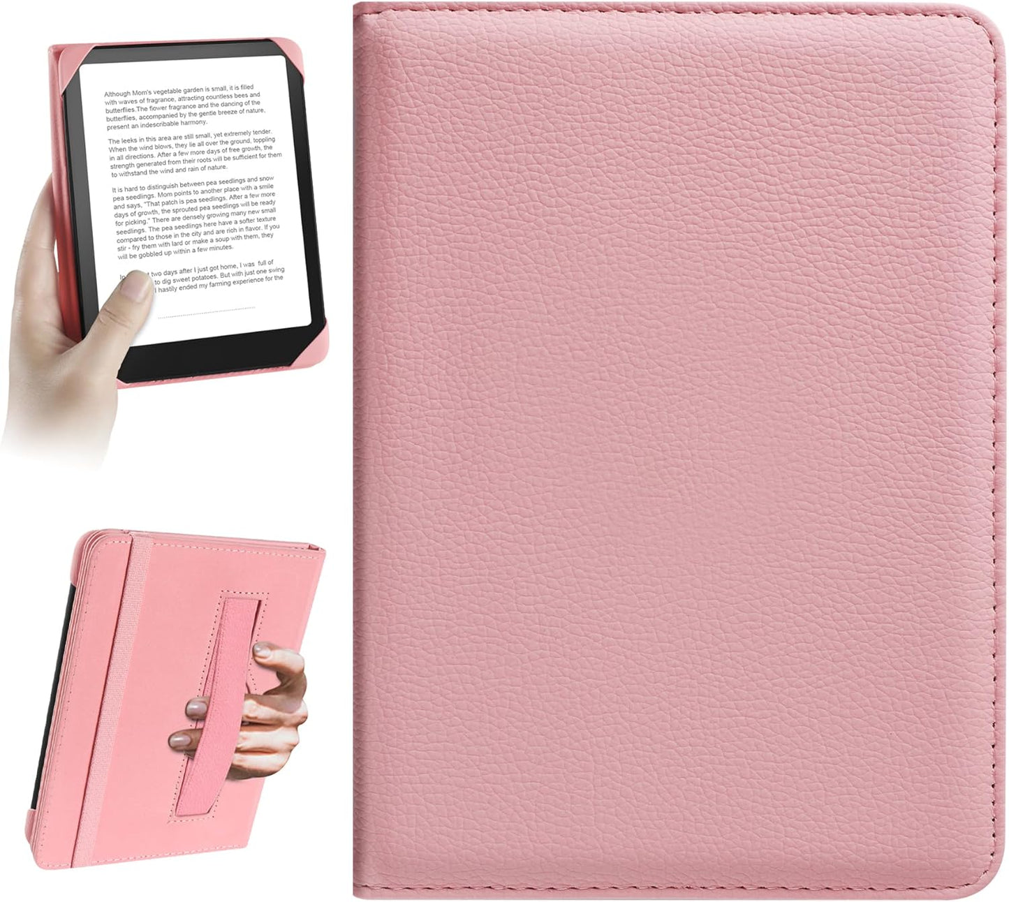 Universal Case for 6 inch Kindle eReader Compatible with Paperwhite(2015/2018)/Pocketbook and Tolino/Kobo Clara HD,6" eReader Protective Case Cover Elastic Rope,Pink