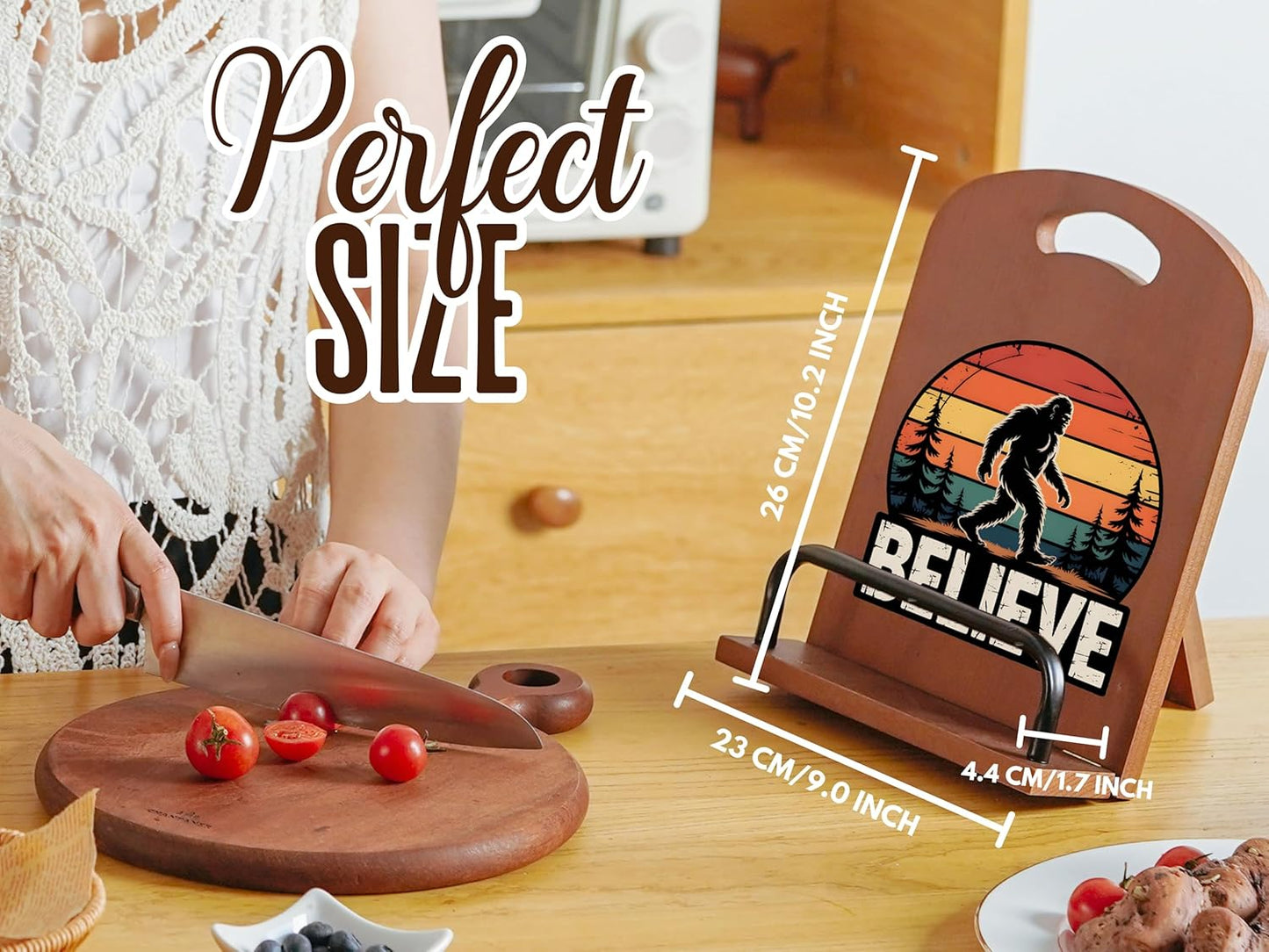 InnoBeta Bigfoot Gifts for Men, Cookbook Stand for Kitchen Counter, Perfect Gifts for Bigfoot Lovers on Birthday, Adjustable Tablet Recipe Book Holder, Unique Kitchen & Home Decor