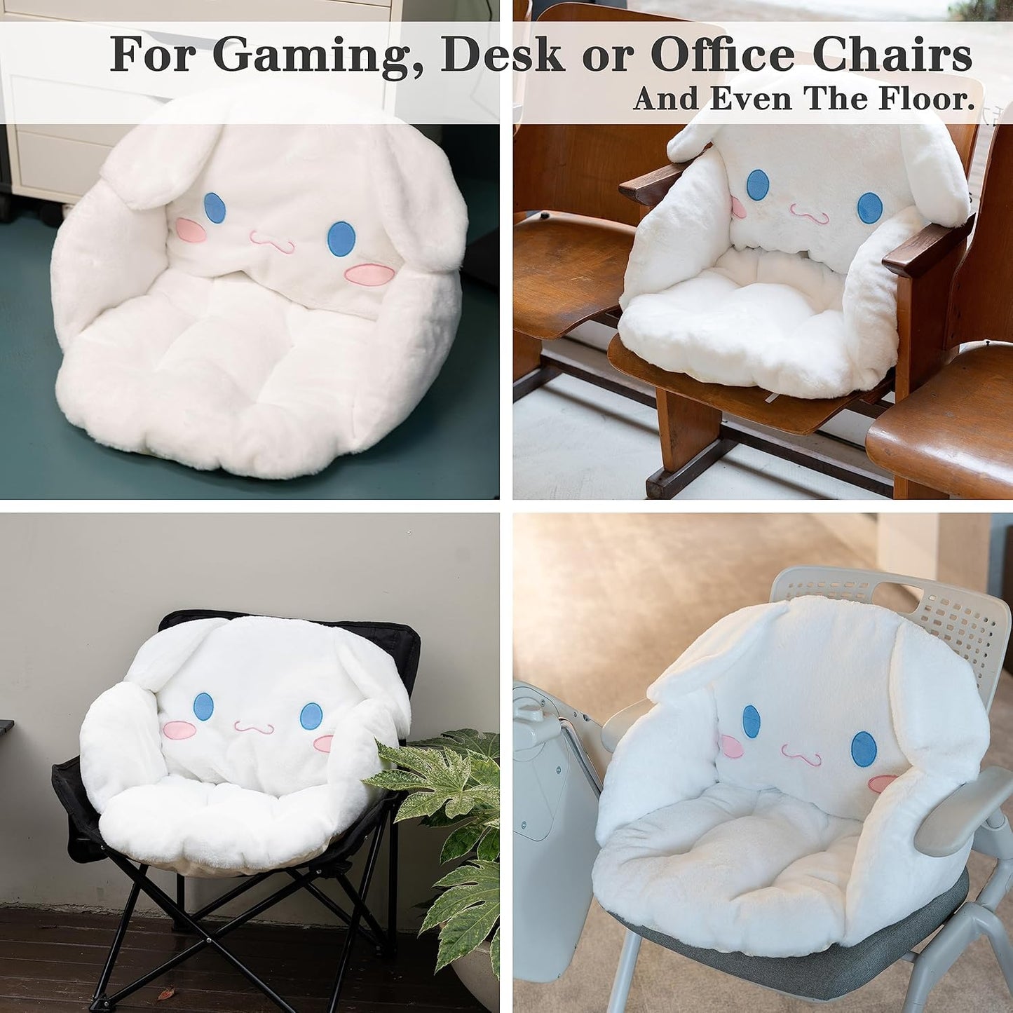 Juju White Kawaii Cushion - Kawaii Room Decor - Seat Cushions for Office Chairs - Office Chair Cushions - Car Seat Cushion - Gaming Room Decor - Gaming Desk Accessories Floor Pillow (White)