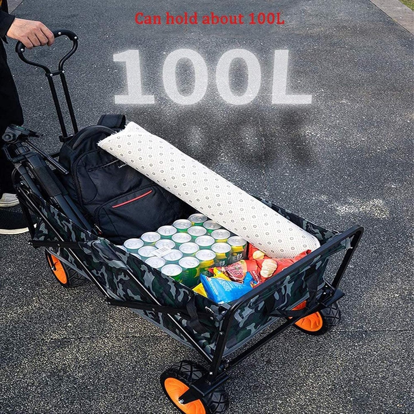 Folding Garden Cart,Utility Wagon Picnic Camping Cart with Brake,All Terrain Wagon Cart for Outdoor Park Camping Shopping