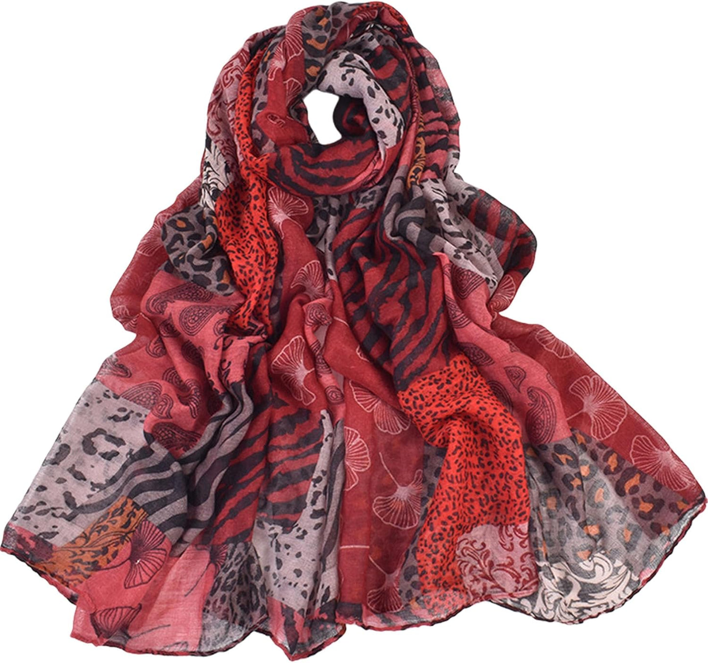 Leopard Print Shawls and Wraps for Womens Cheetah Hijab Scarf Voile Sheer Beach Scarves Sunscreen Head Shawl