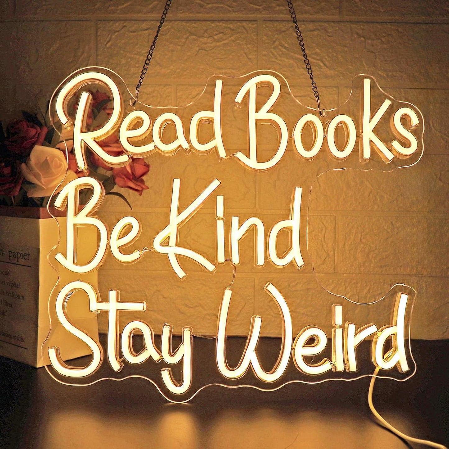 Neon Sign, HSJNJKFU Read Books Neon Signs for Wall Decor Warm White Led Light up Signs for Classroom, Bookstore, Library, Office, Room Decor - Dimmer Light Sign USB Powered