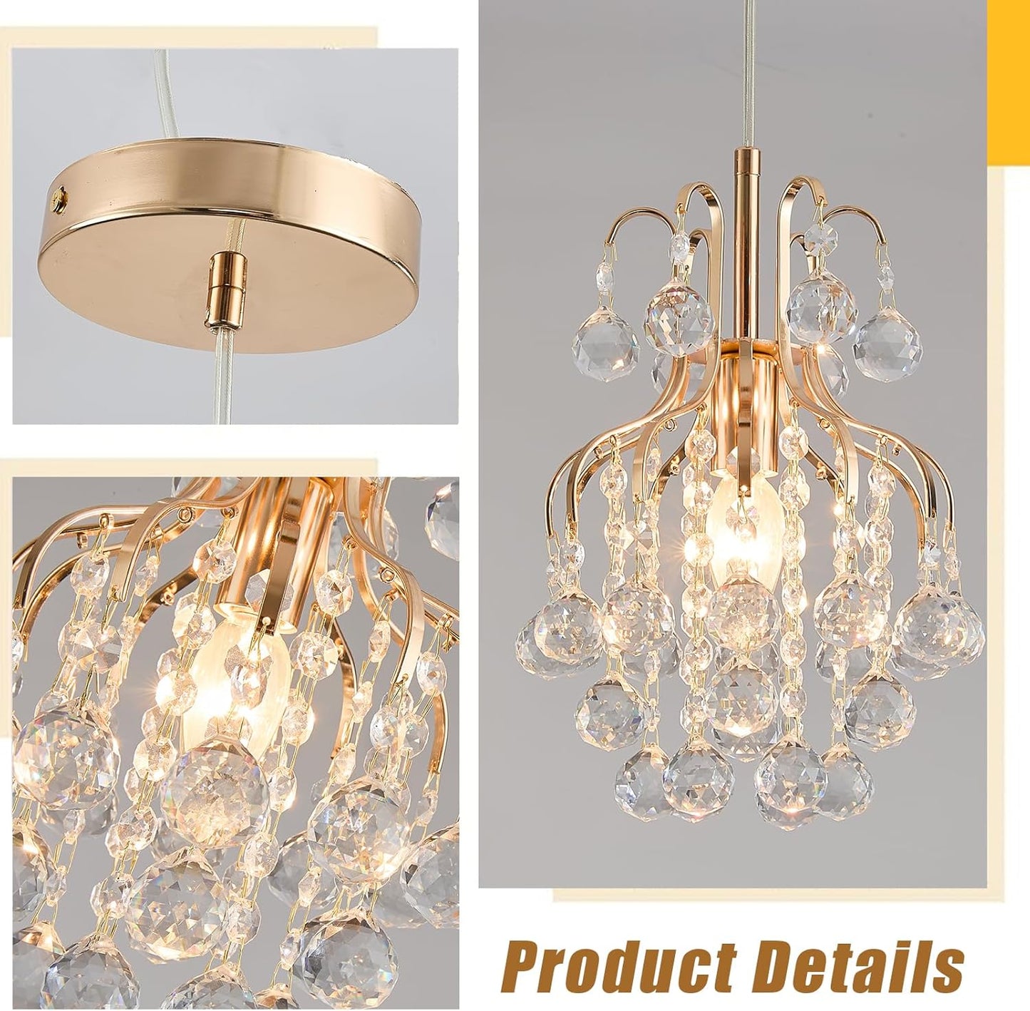 Elegant Mini Chandelier Crystal Pendant Light,Clear(Flush Mount Type)