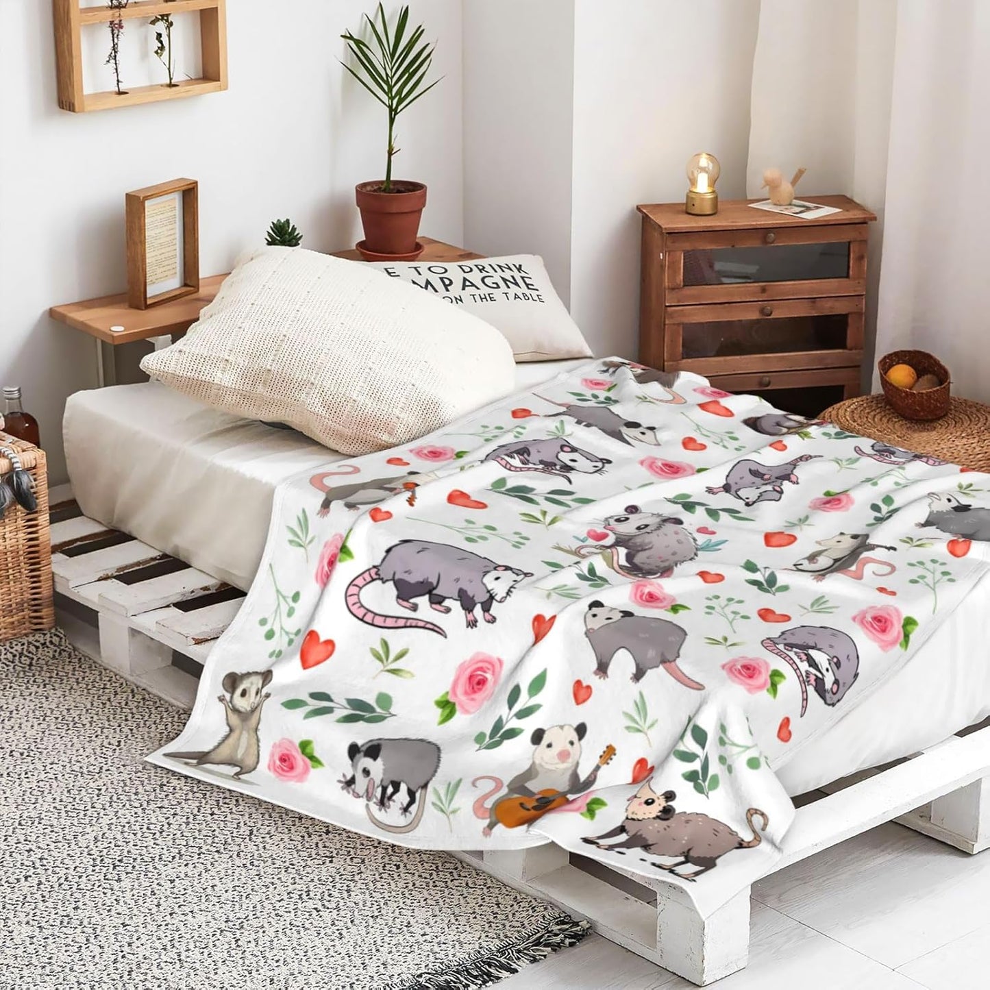 Opossum Blanket Gifts Stuff Possums Blankets and Throws Plush Soft Flannel Animal Possum Merch Cute Funny Opossum Gifts for Women Girls Boys Kids Teens Adults Room Decor 50"X40"