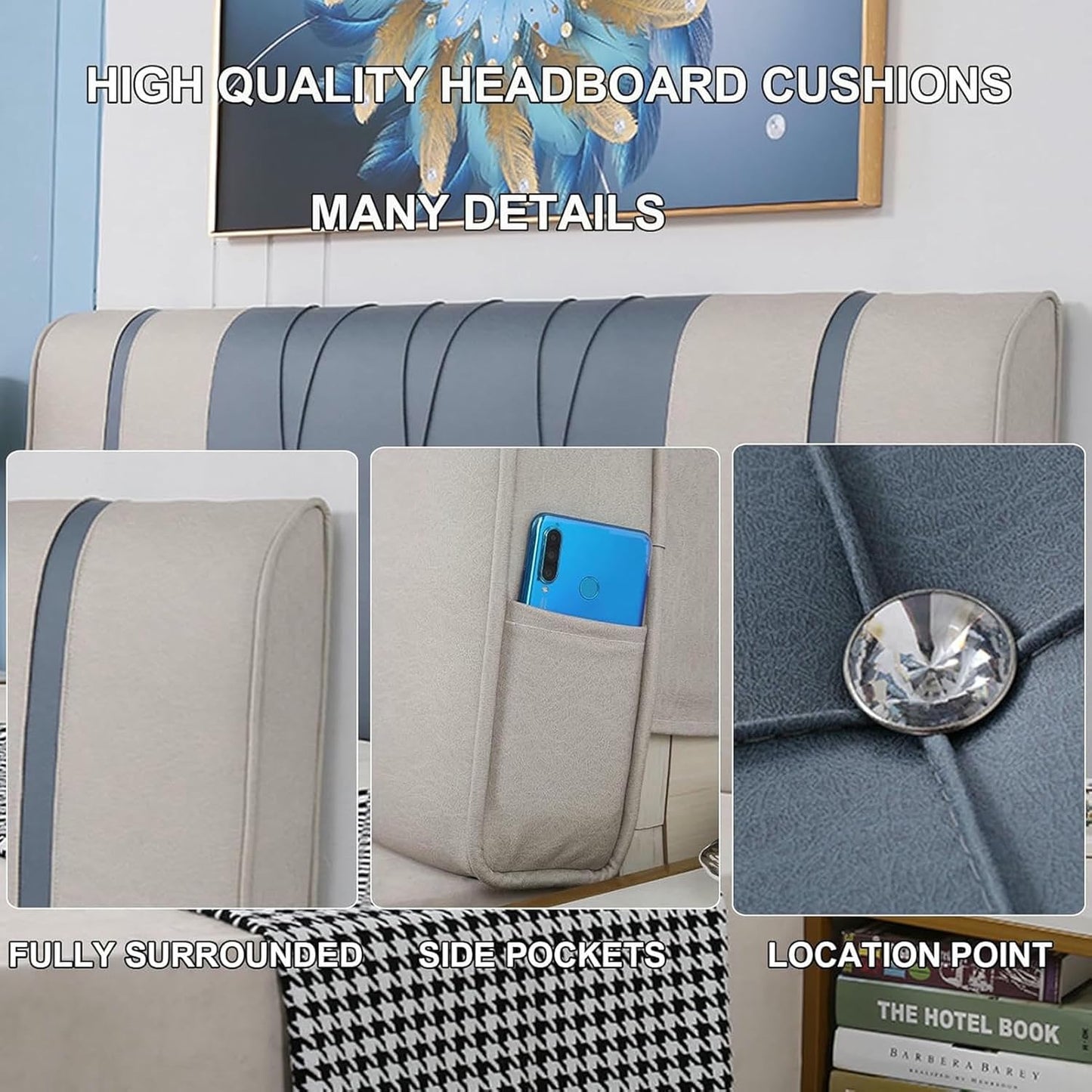 B2,Paste/71x23x2In,Rectangle Headboard Upholstered Oversized Bed Backrest,Faux Leather Headboard Cushion Lumbar Support Pillow Sofa Bed Bunk Bed Bedside Pillow