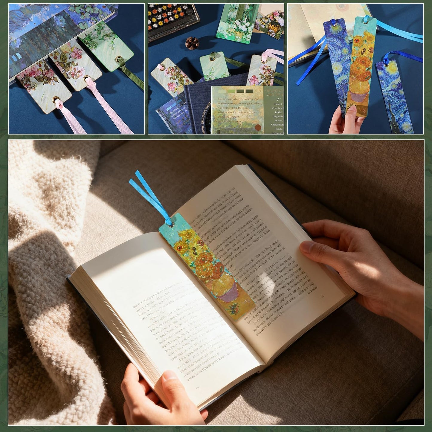 2Pcs Oil Painting Bookmarks for Women, Bookmarks Set for Book Lover, Book Marks for Reading, Vintage Book Marks for Kids Students Classroom Gift for Teacher Pink Roses & Roses