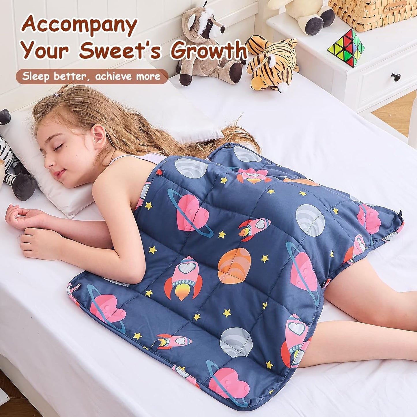 yescool Weighted Lap Pad 2 Pounds Weighted Lap Blanket, Space Plane Small Weighted Blanket, Weighted Throw Blanket Gifts for Travel Indoor Outdoor, 20"x30"