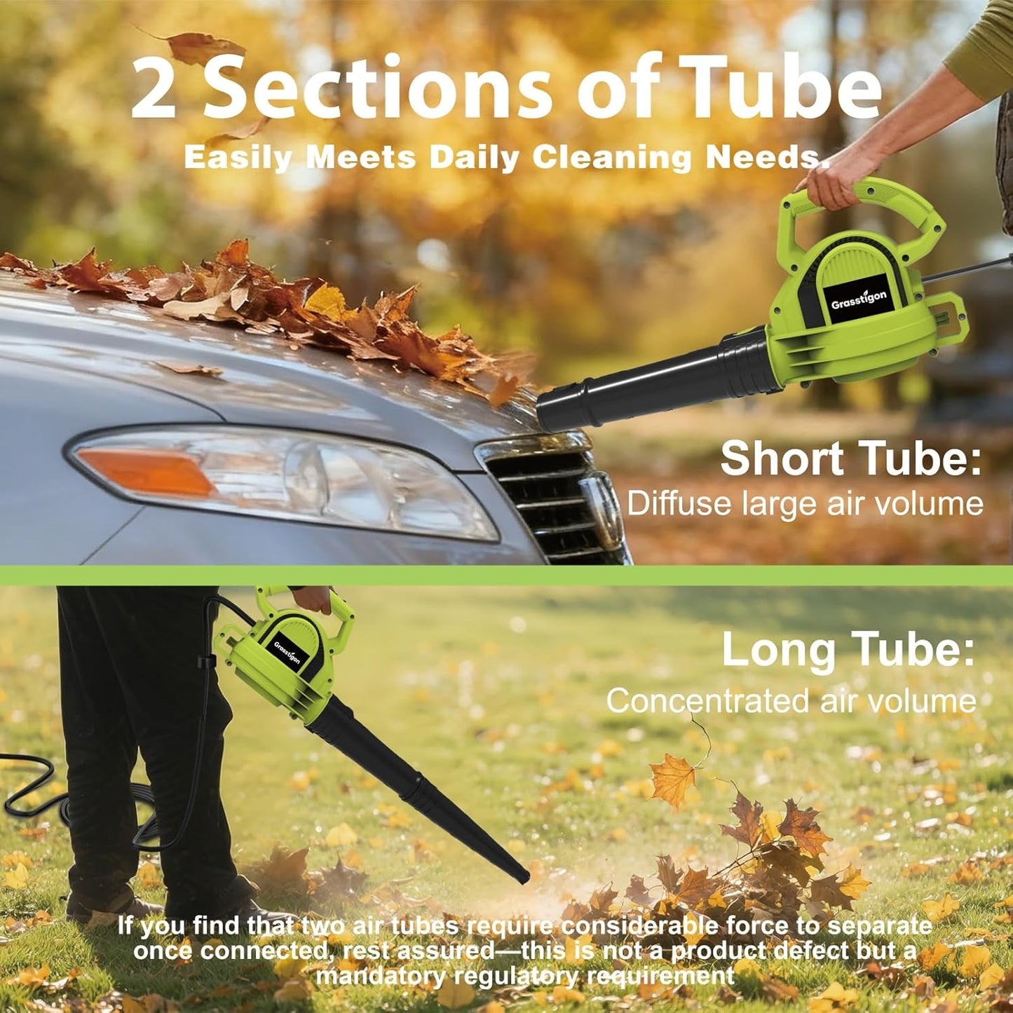 Electric Leaf Blower Corded, 7-Amp, 390CFM/ 210MPH, 2 Speed Modes, Powerful Lightweight Handheld Blowers for Lawn Care, Patio, Leaves, Dust, Snow (Green)