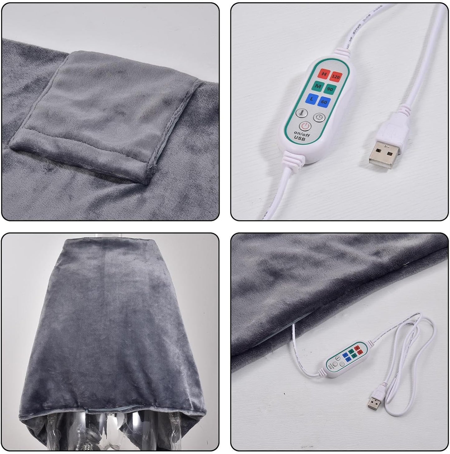 Heated Shawl, Electric Heated Shawl Wrap for Women, 3 Temperature Settings Overheat Protection Beddings for Cold Weather Travel Reading Sleeping Camping