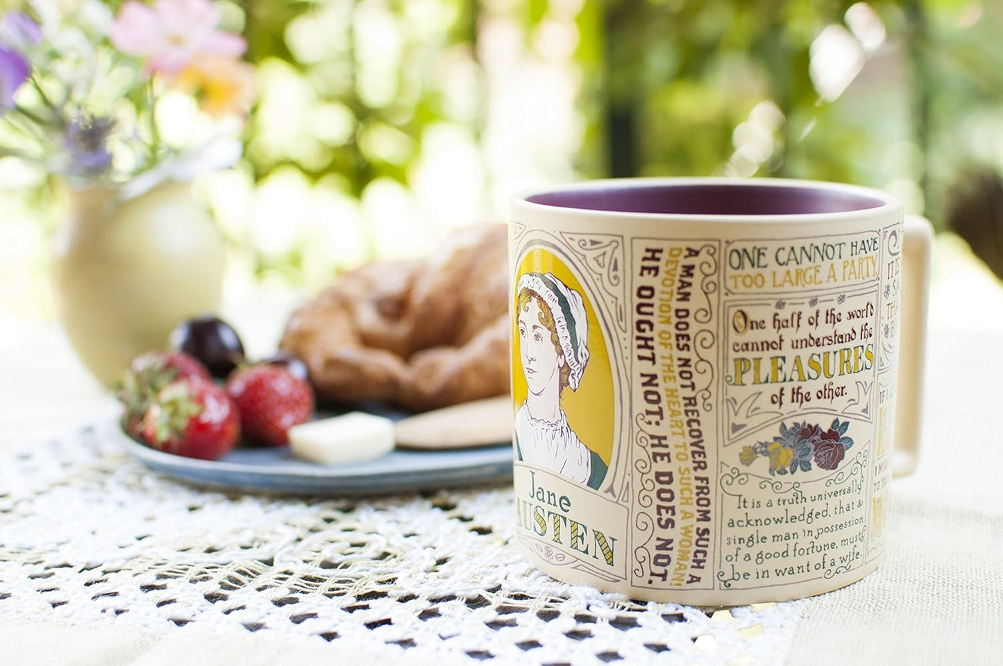 The Unemployed Philosophers Guild Jane Austen Coffee Mug - Austen's Most Famous Quotes and Depictions, Comes in a Fun Gift Box, 14 oz