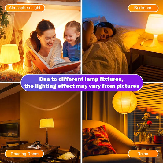 Amber Sleep Light Bulbs, Blue Light Blocking, A19 9W(60 Watt Equivalent) Dim Light Bulbs for Lamp, 1800K Warm Light Bulb, E26 for Healthy Sleep Bedroom Kids Room, 4.30X2.35X2.35 Inch, 2 Pack