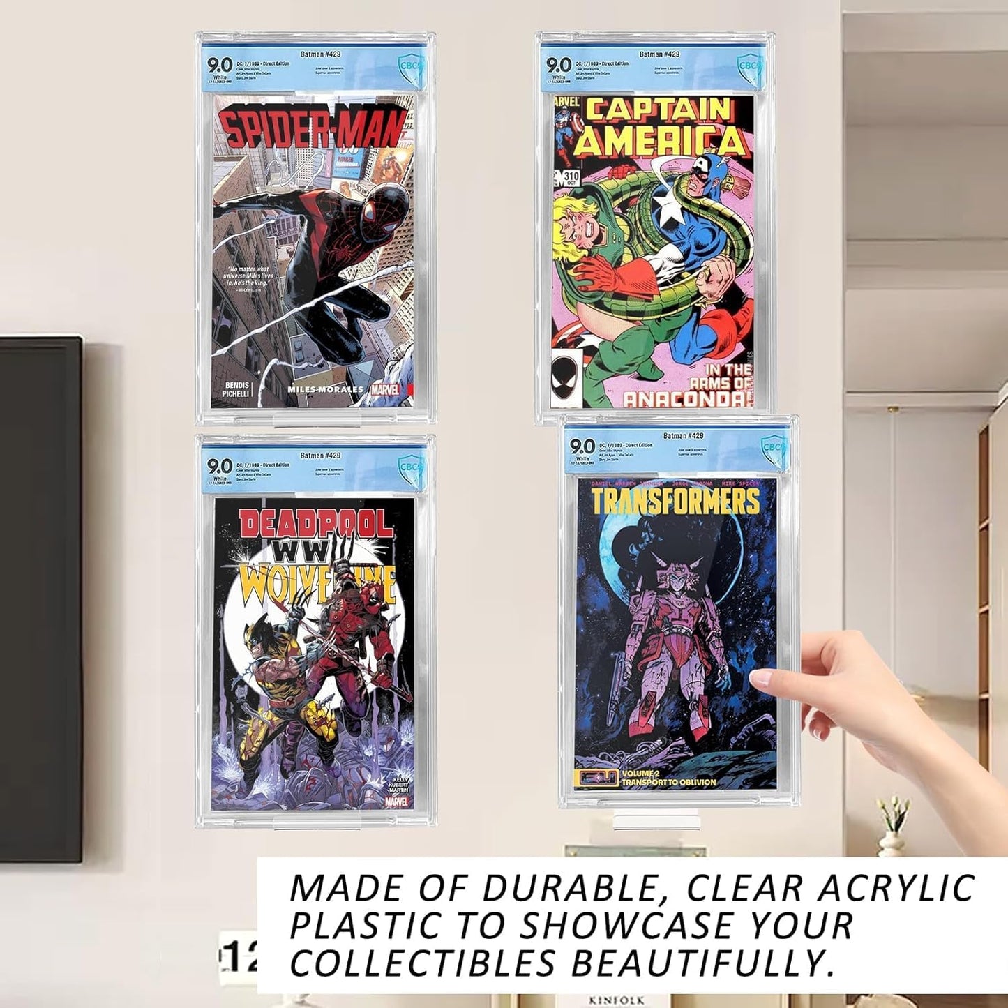 24Pcs Clear Floating Comic Book Display Shelves,Clear Floating Shelves for Displaying Comic Books with Expansion Screws,Comic Book Shelf Stand Wall Mount Display,