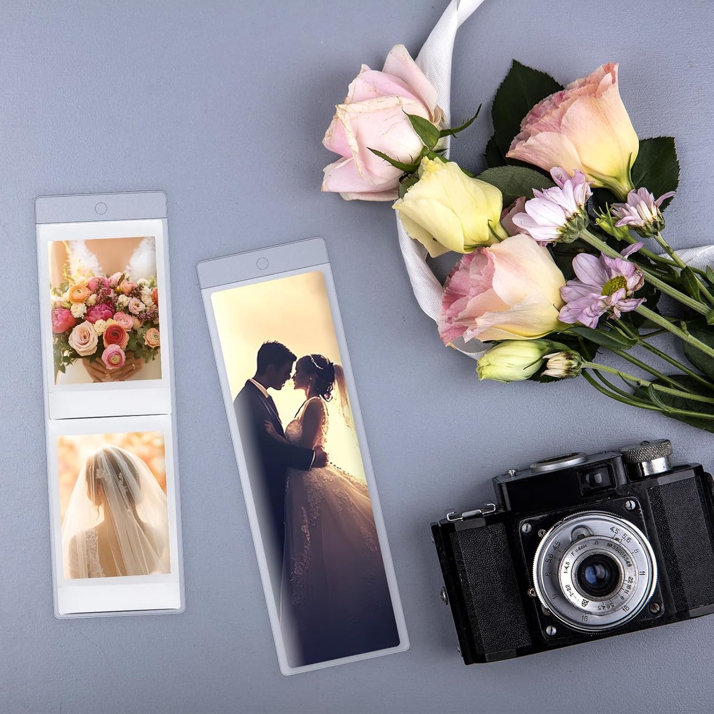 70 PCS Bookmark Sleeves Clear Bookmark Sleeves 7x2.3 inch Blank Bookmark Holder with Hole for Wedding Valentine’s Party Favor Decoration