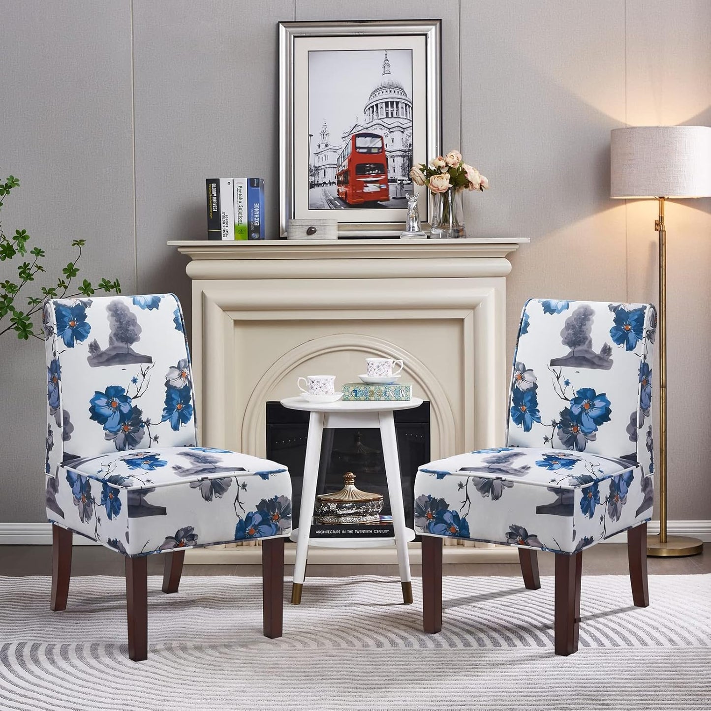 Traditional Fabric Accent Chair, DRM'SCUUM Modern Accent Chair for Living Room Soft White Velvet with Ink Paint Pattern,Comfor Seat,Sturdy Frame and Rubber Wood Legs