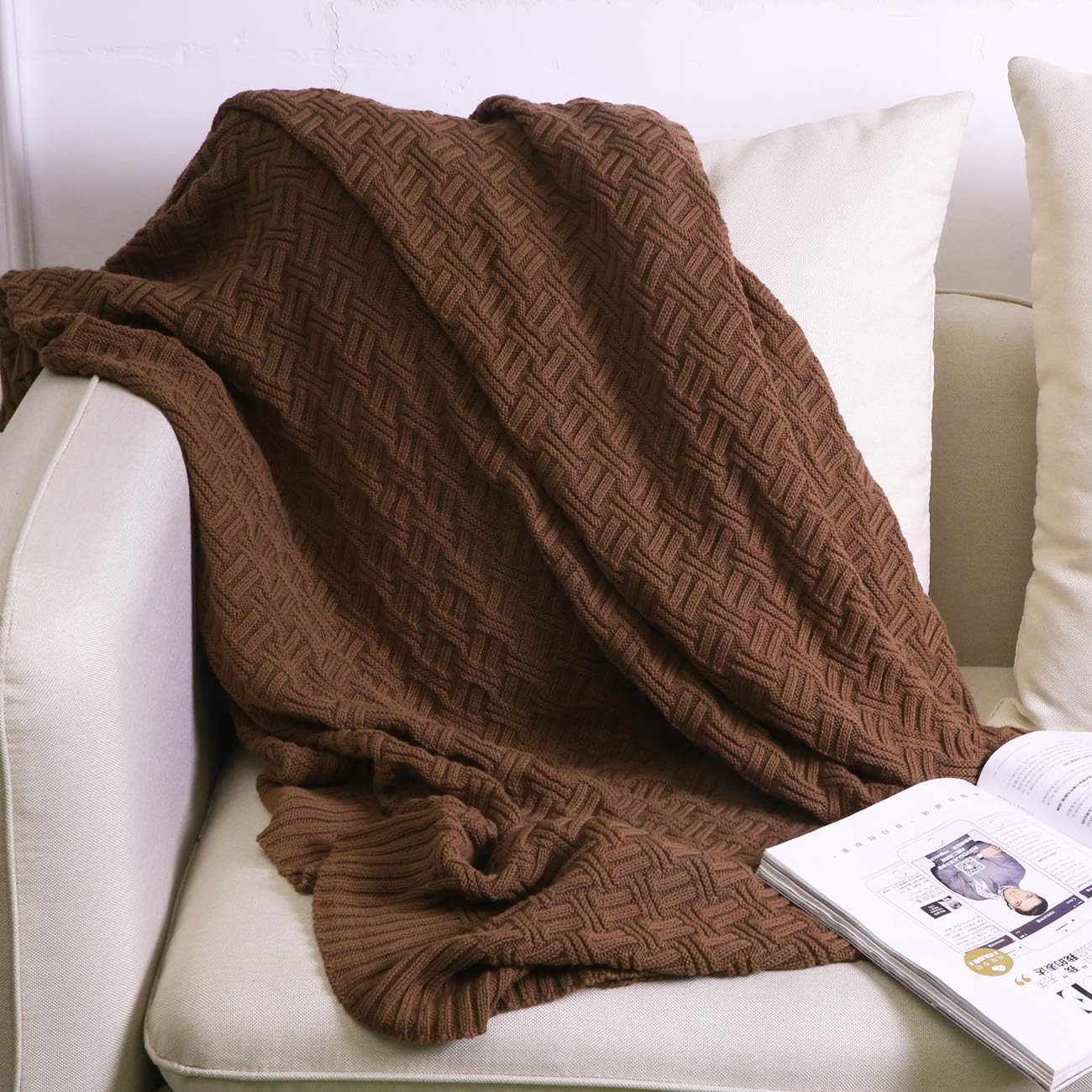Cable Knit Throw Blanket for Couch Sofa Car Home Decor 51 x 70in